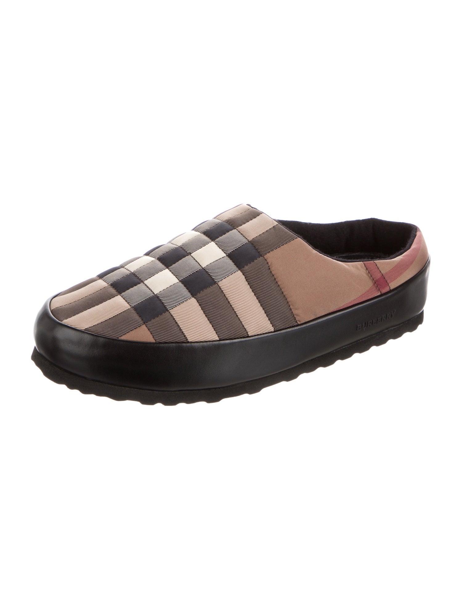 Burberry Canvas Plaid Print Slides w/ Tags