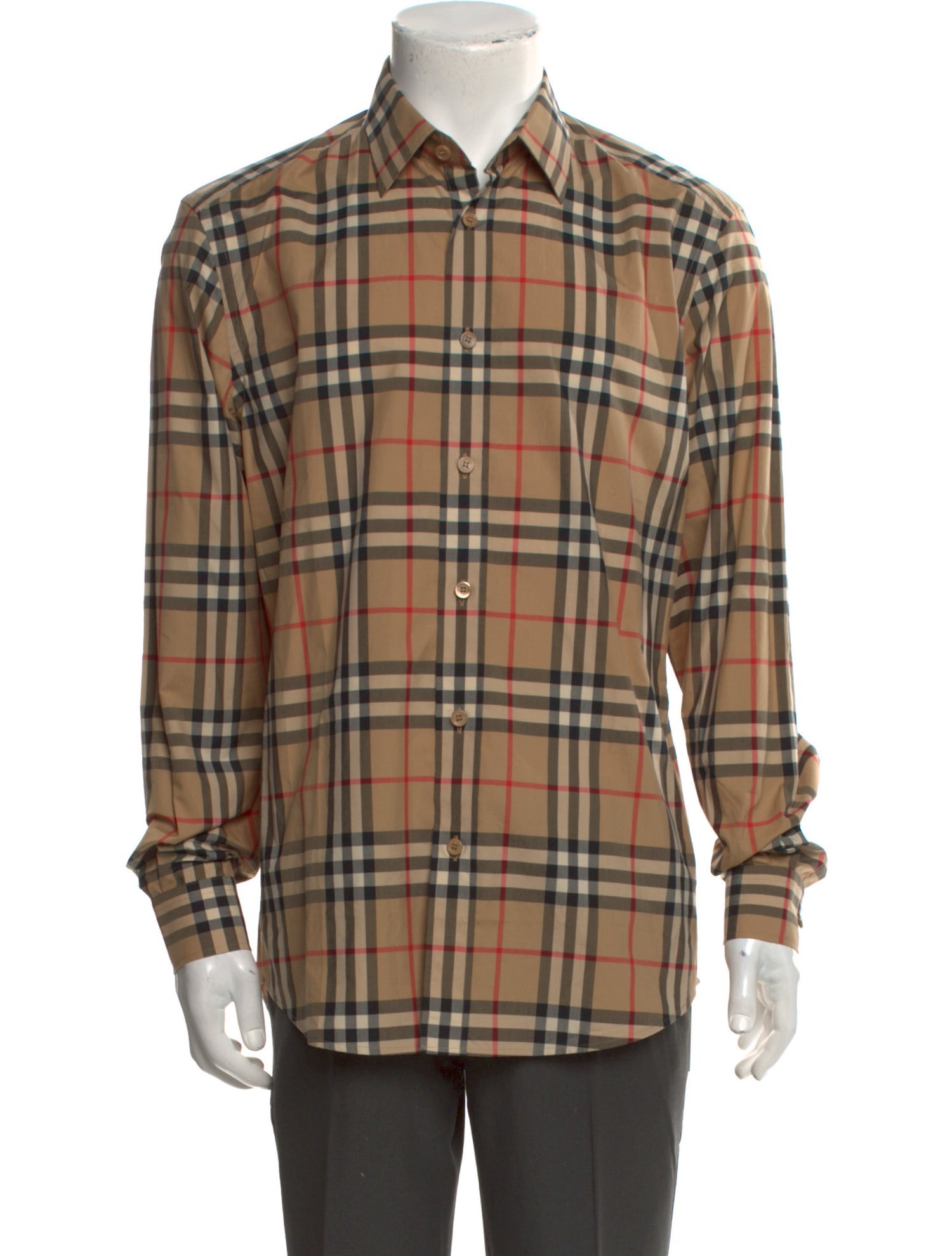 Burberry Plaid Print Long Sleeve Shirt