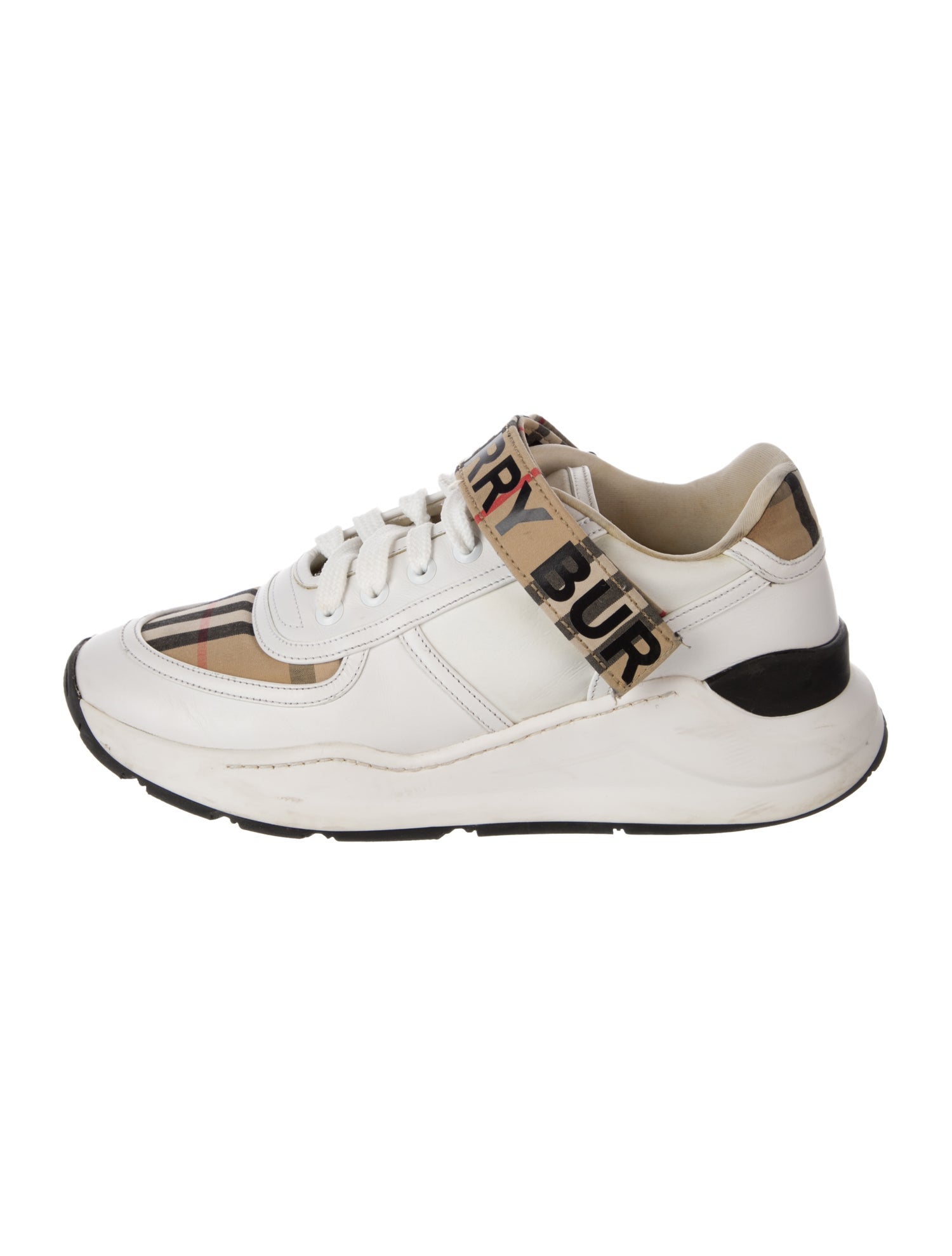 Burberry House Check Pattern Leather Sneakers