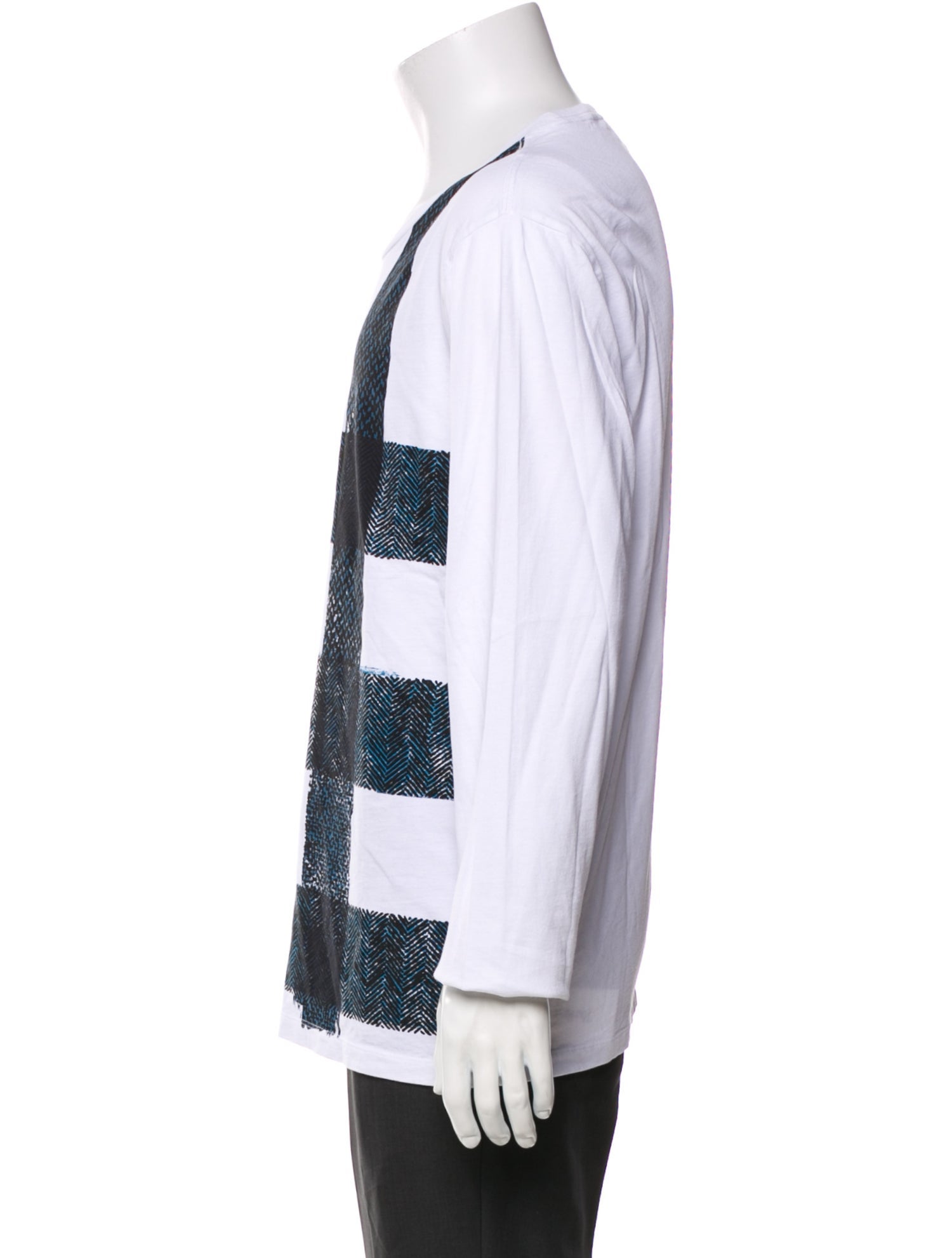 Burberry Plaid Print Crew Neck Henley