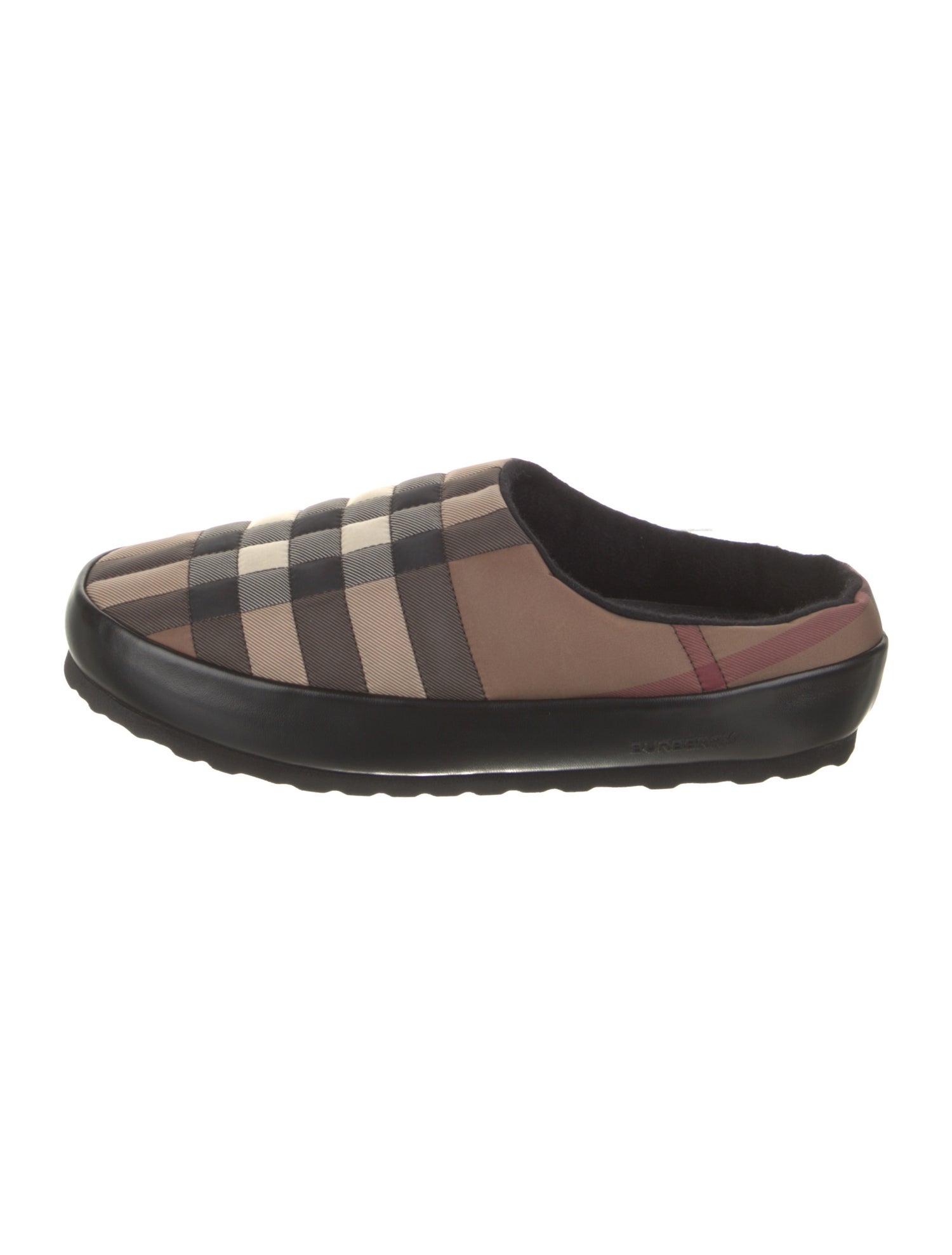 Burberry Nylon Plaid Print Slippers