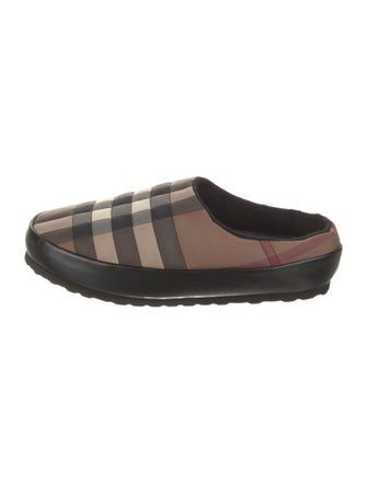 Burberry Nylon Plaid Print Slippers