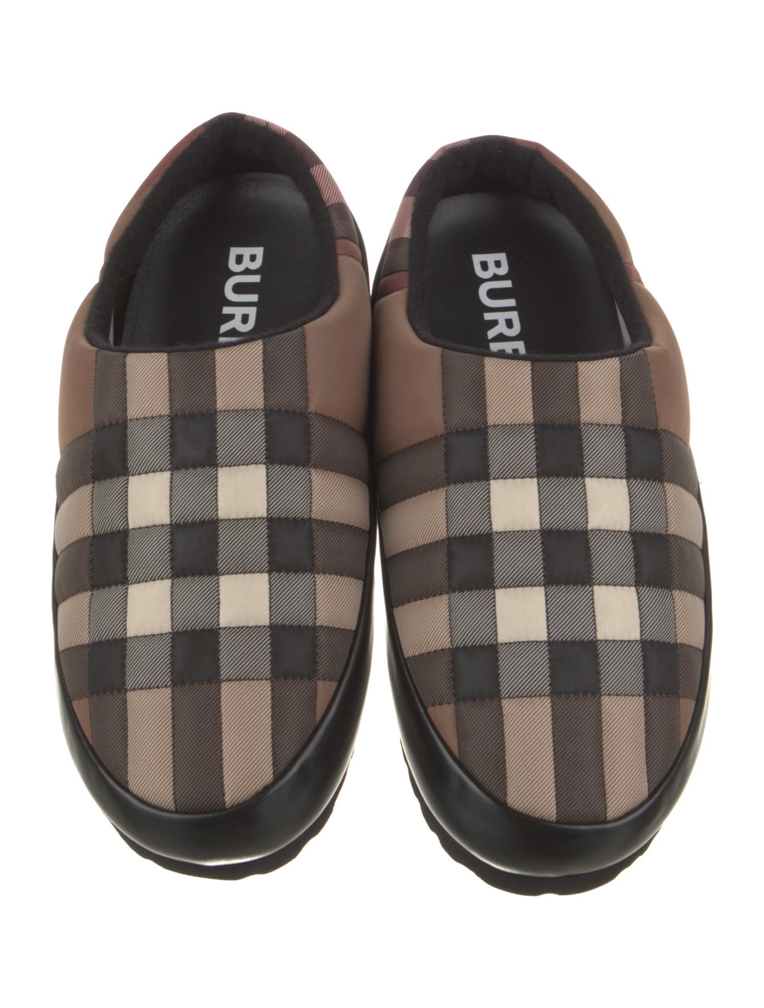 Burberry Nylon Plaid Print Slippers