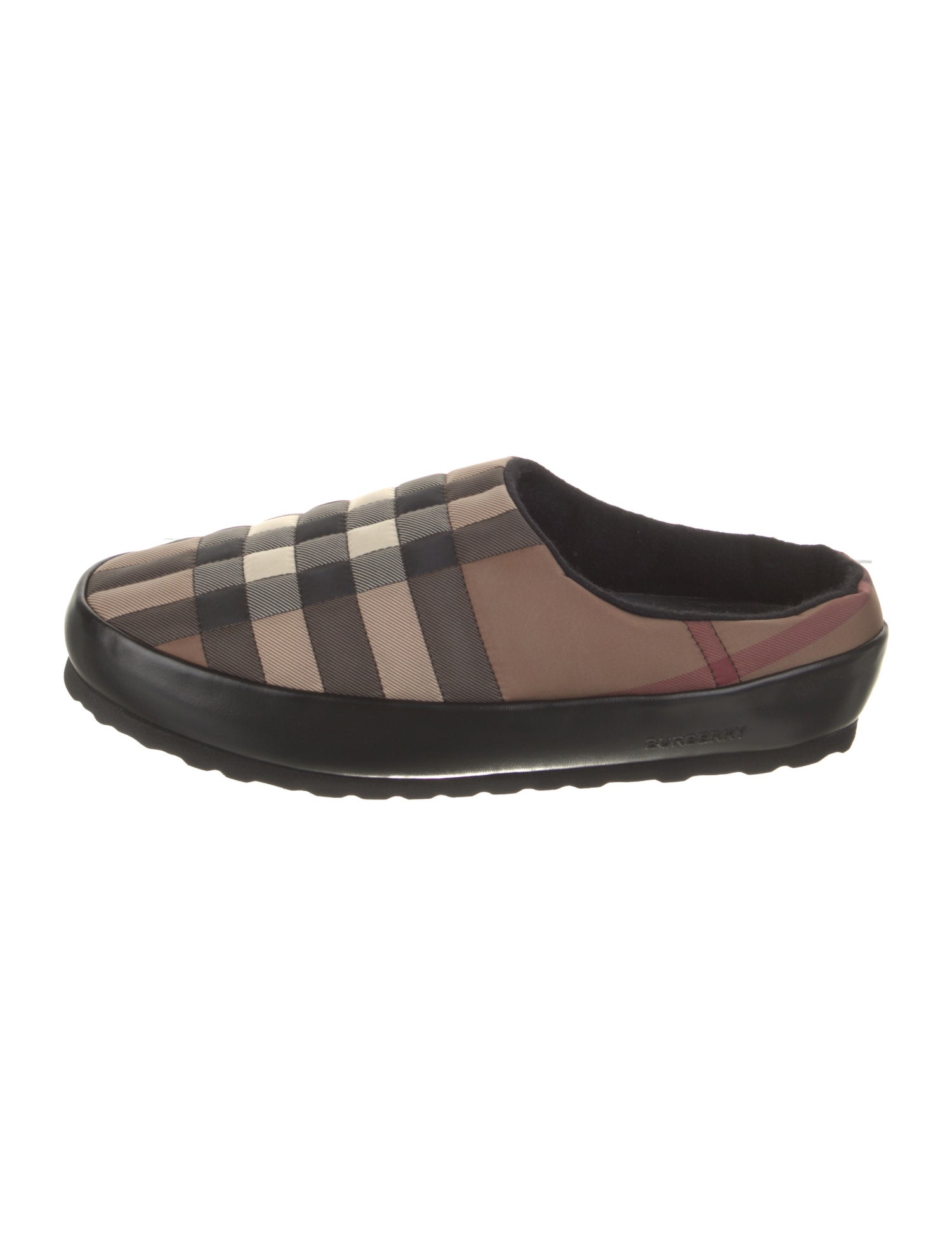 Burberry Nylon Plaid Print Slippers