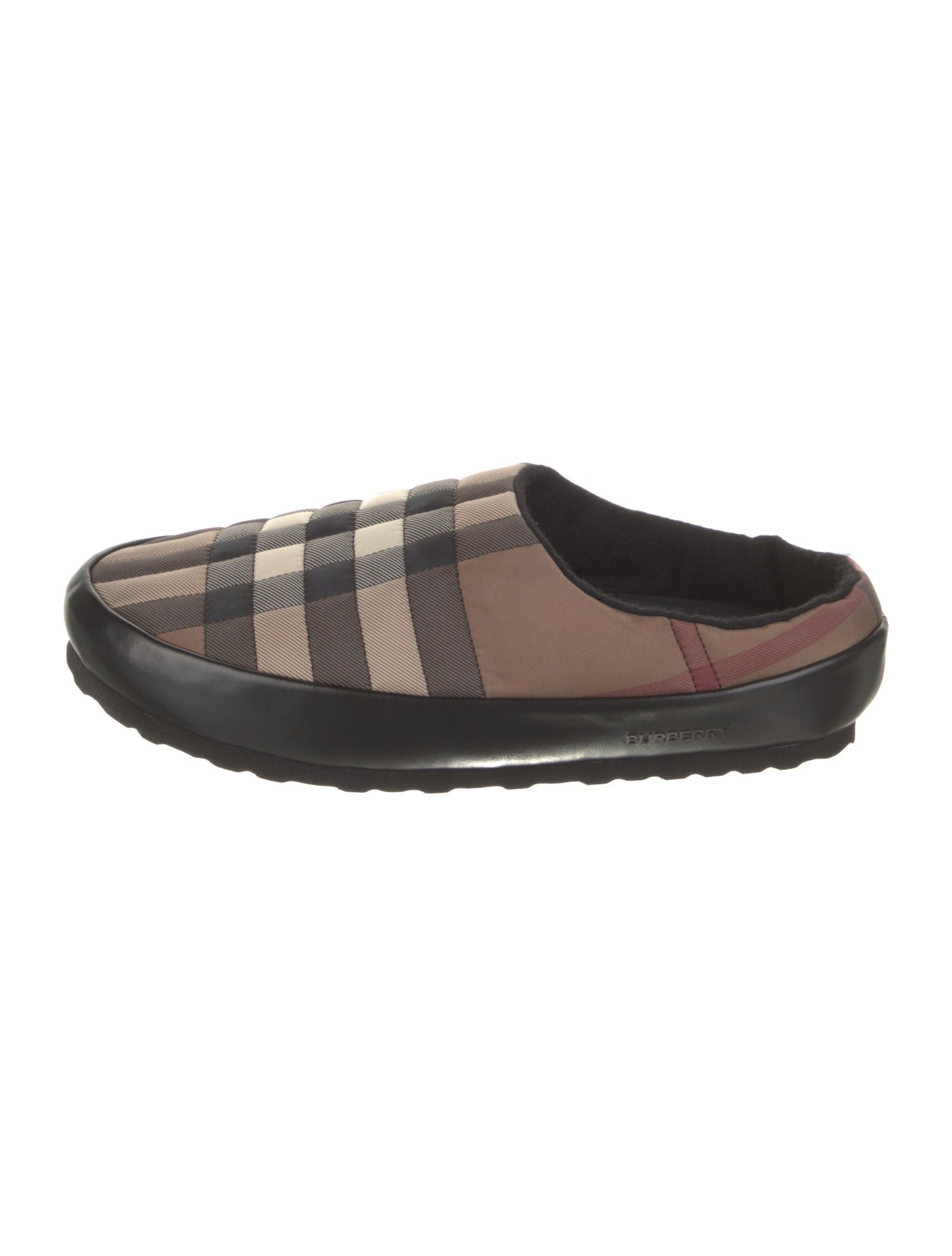 Burberry Nylon Plaid Print Slippers