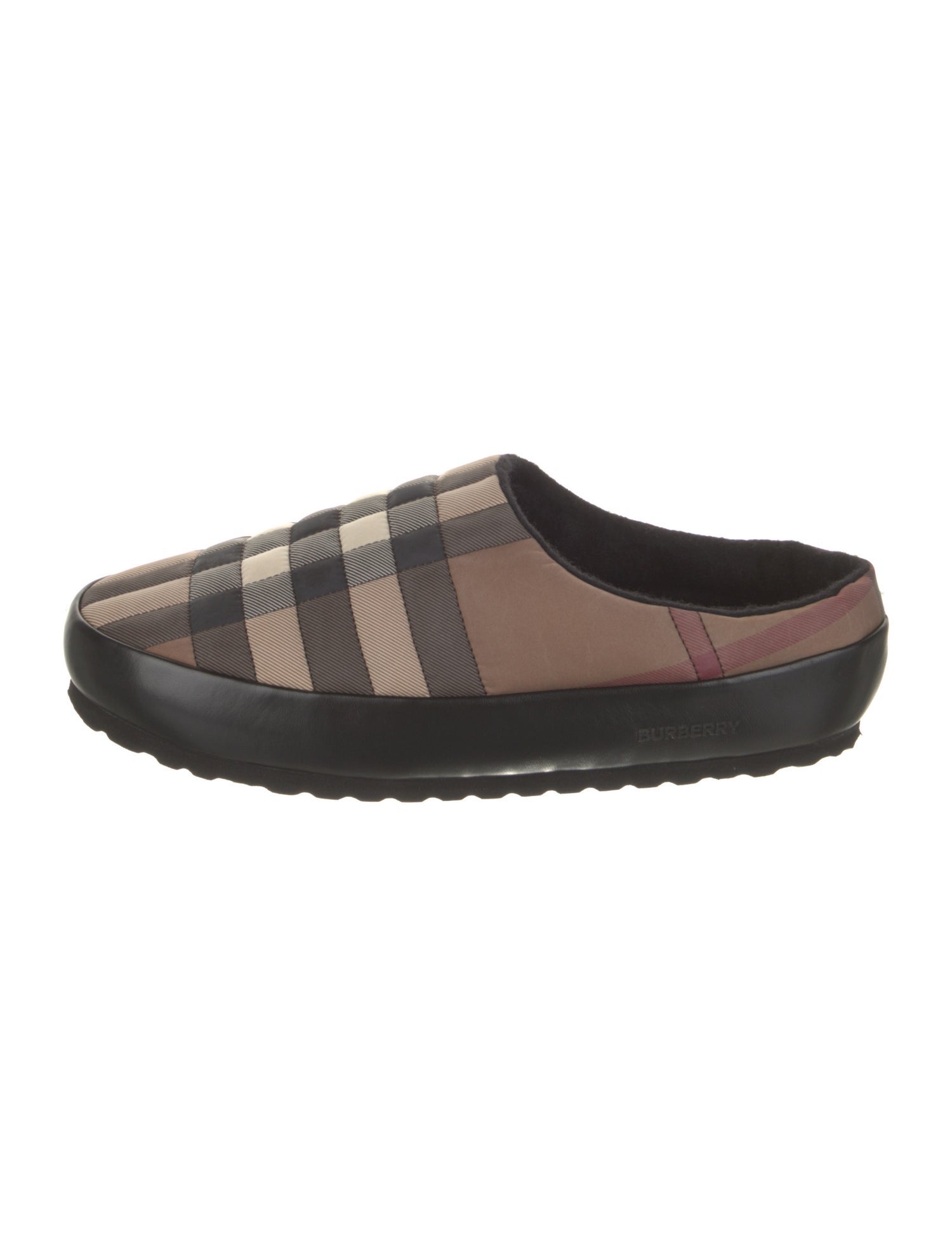 Burberry Nylon Plaid Print Slippers