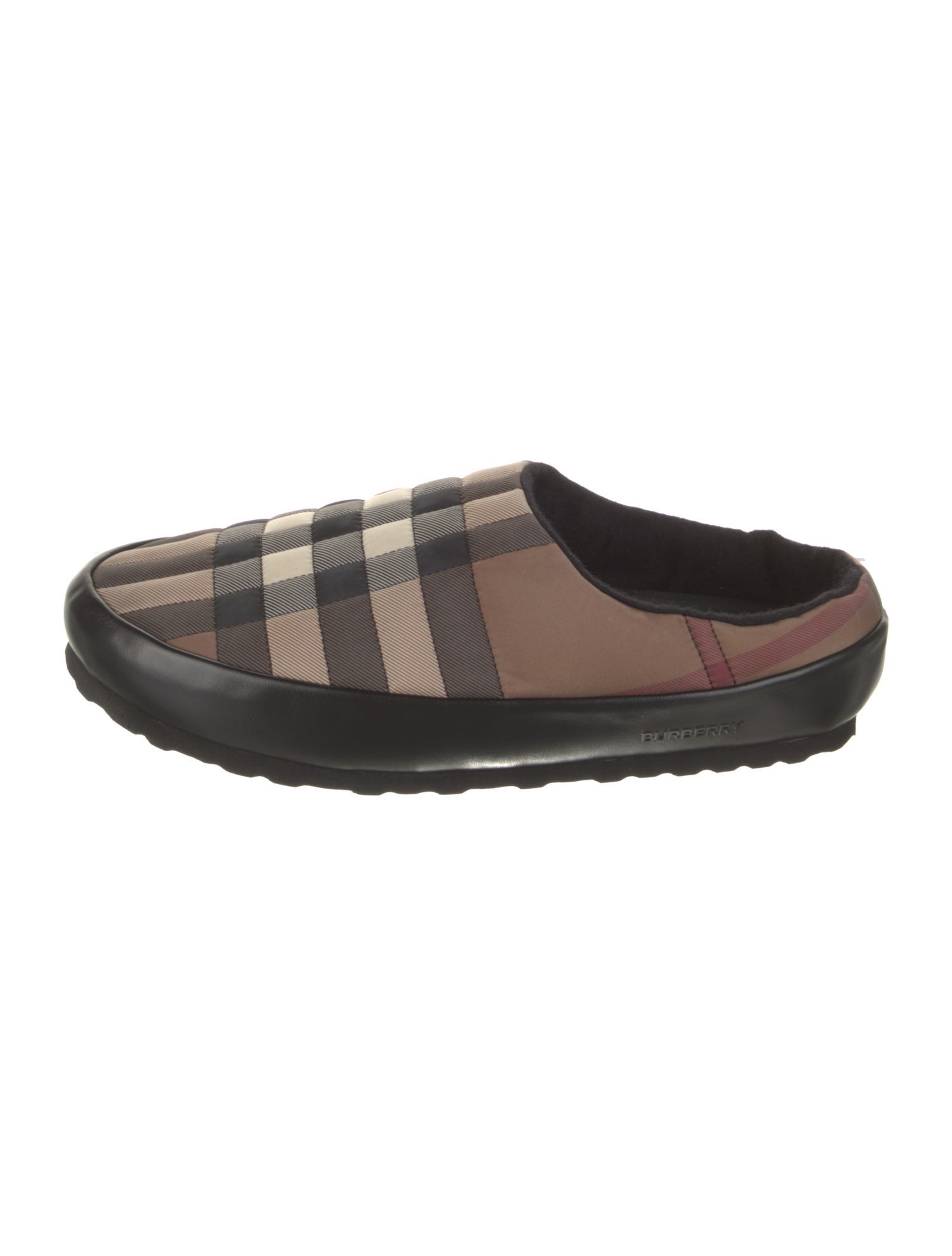 Burberry Nylon Plaid Print Slippers