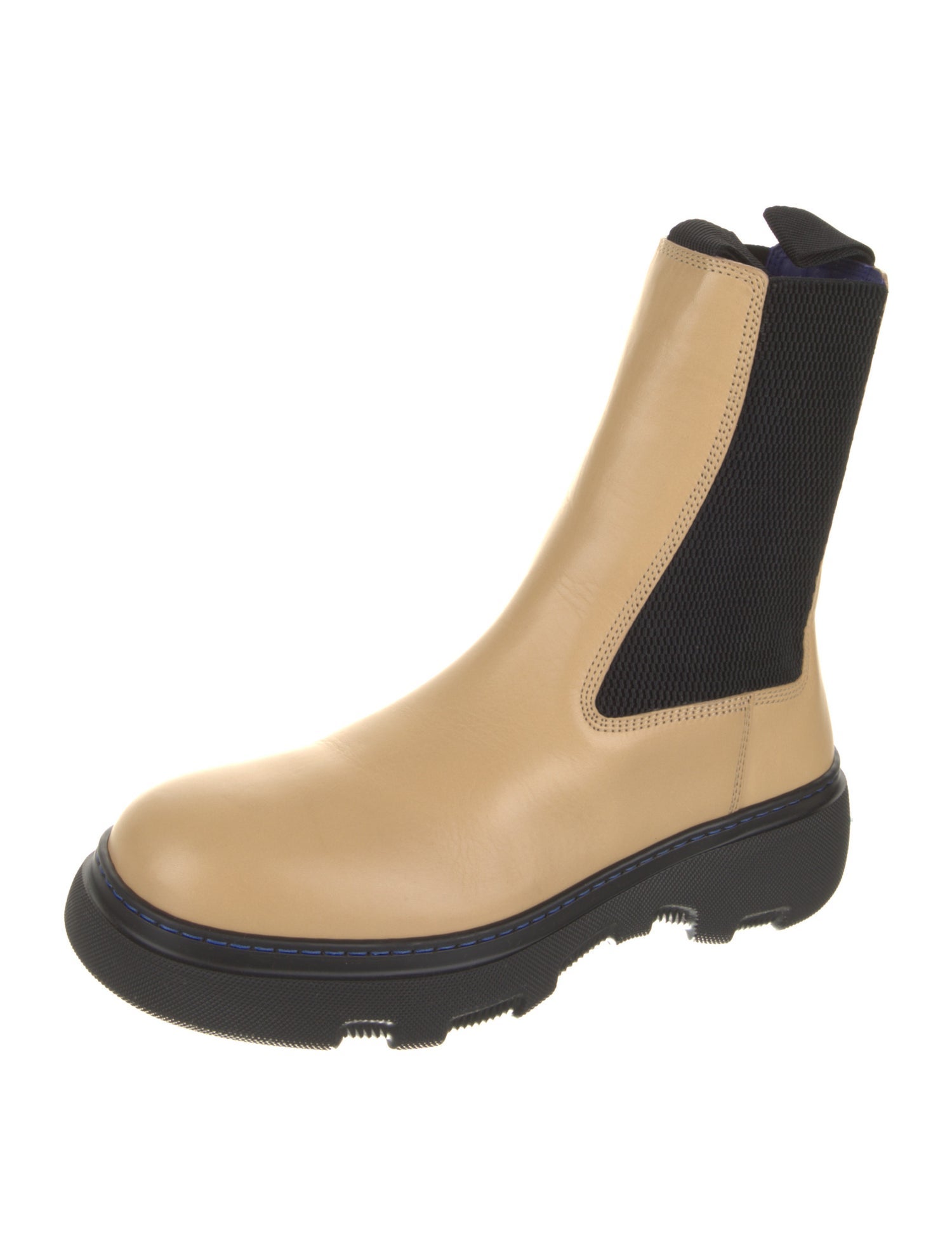 Burberry Leather Colorblock Pattern Chelsea Boots