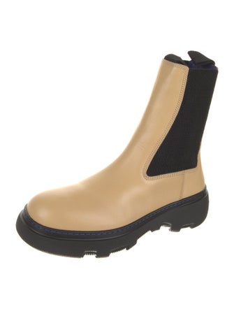 Burberry Leather Colorblock Pattern Chelsea Boots