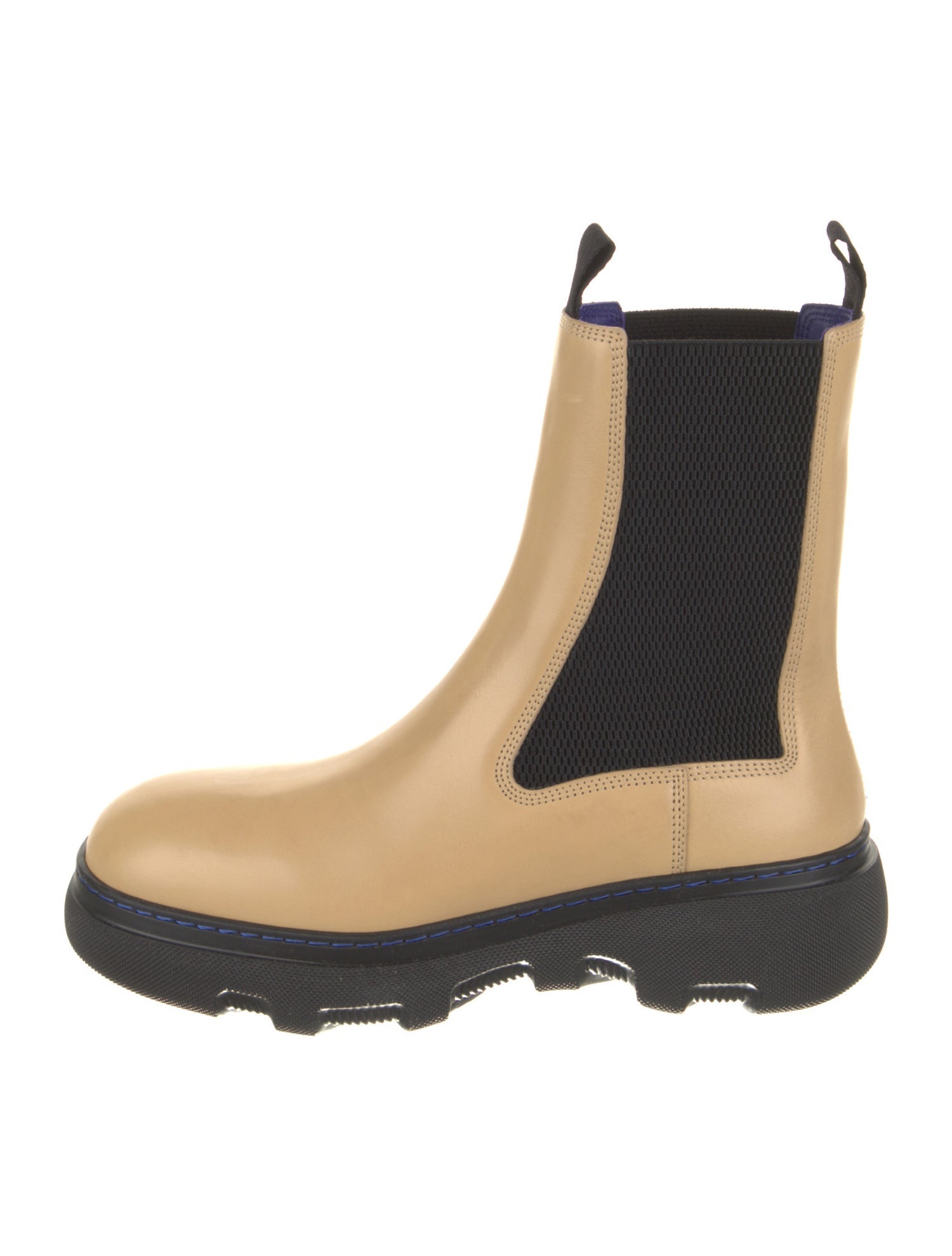 Burberry Leather Colorblock Pattern Chelsea Boots