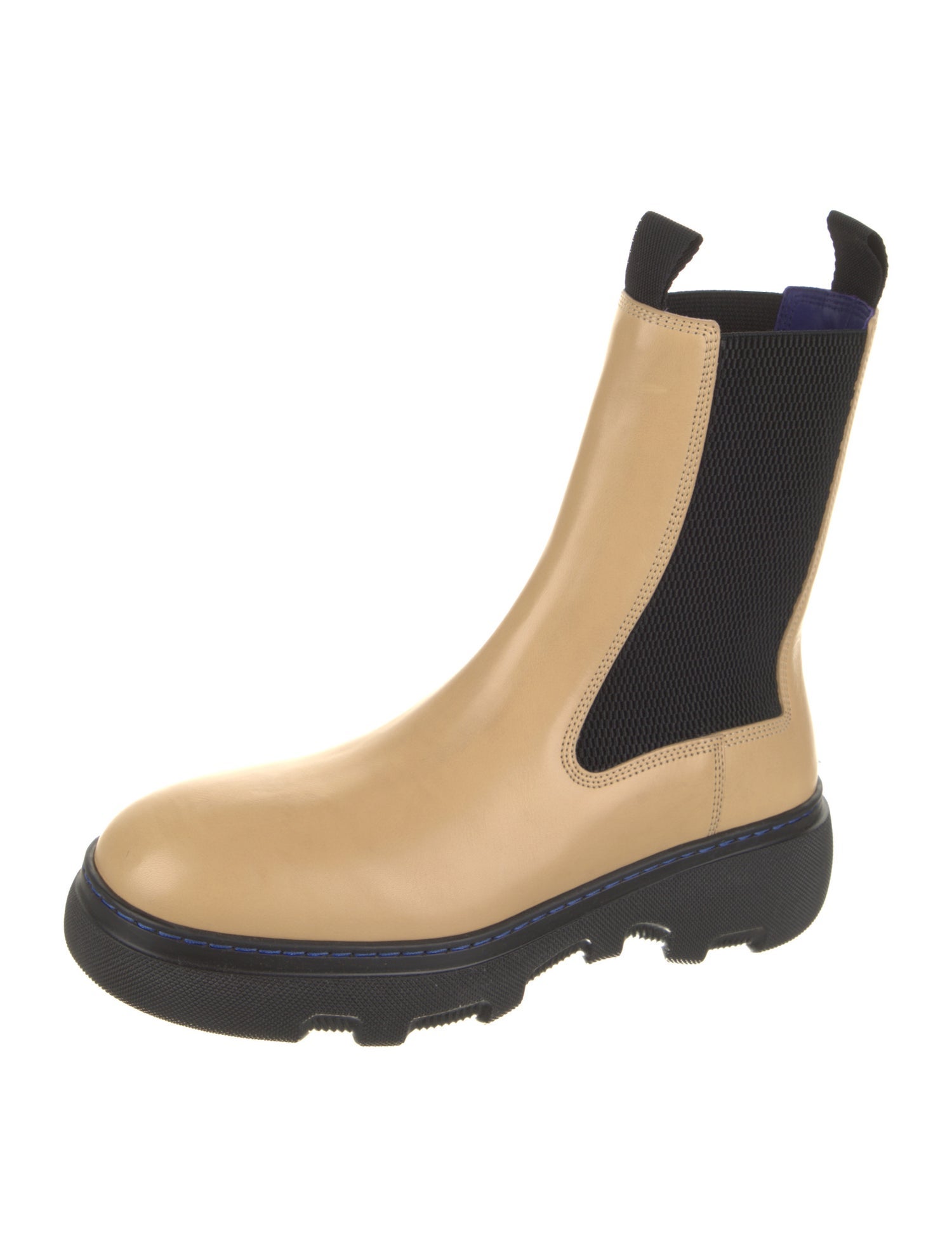 Burberry Leather Colorblock Pattern Chelsea Boots