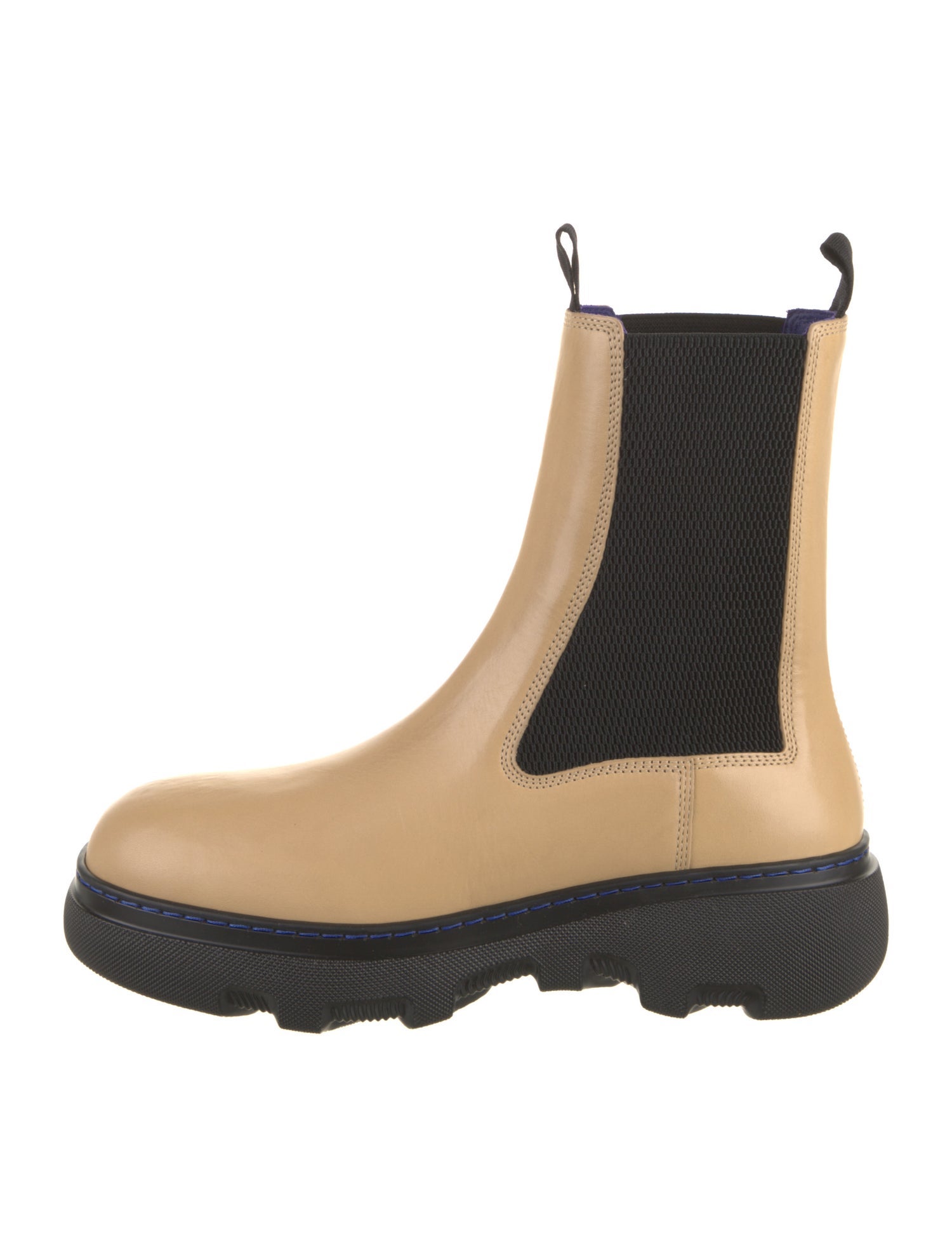 Burberry Leather Colorblock Pattern Chelsea Boots