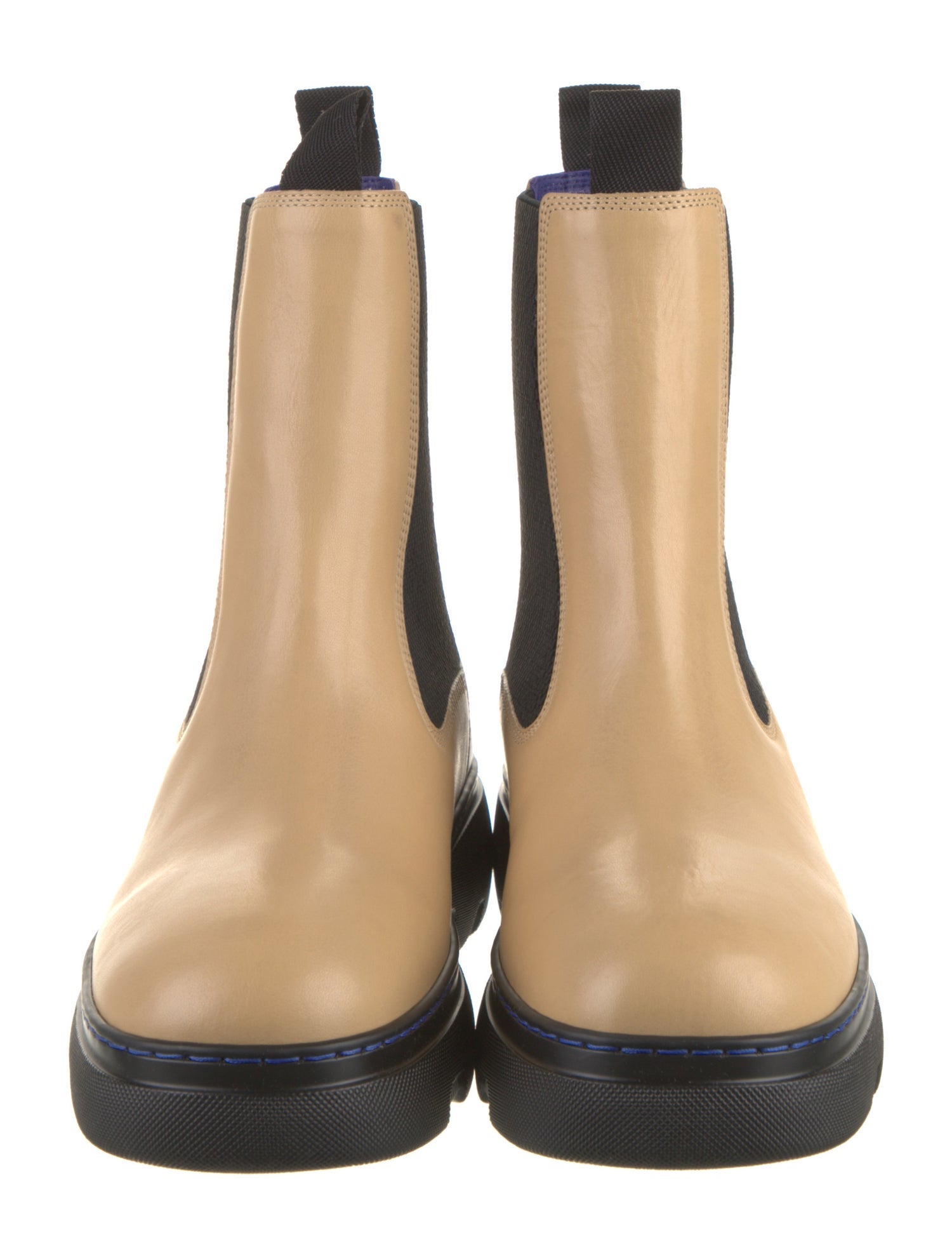 Burberry Leather Colorblock Pattern Chelsea Boots