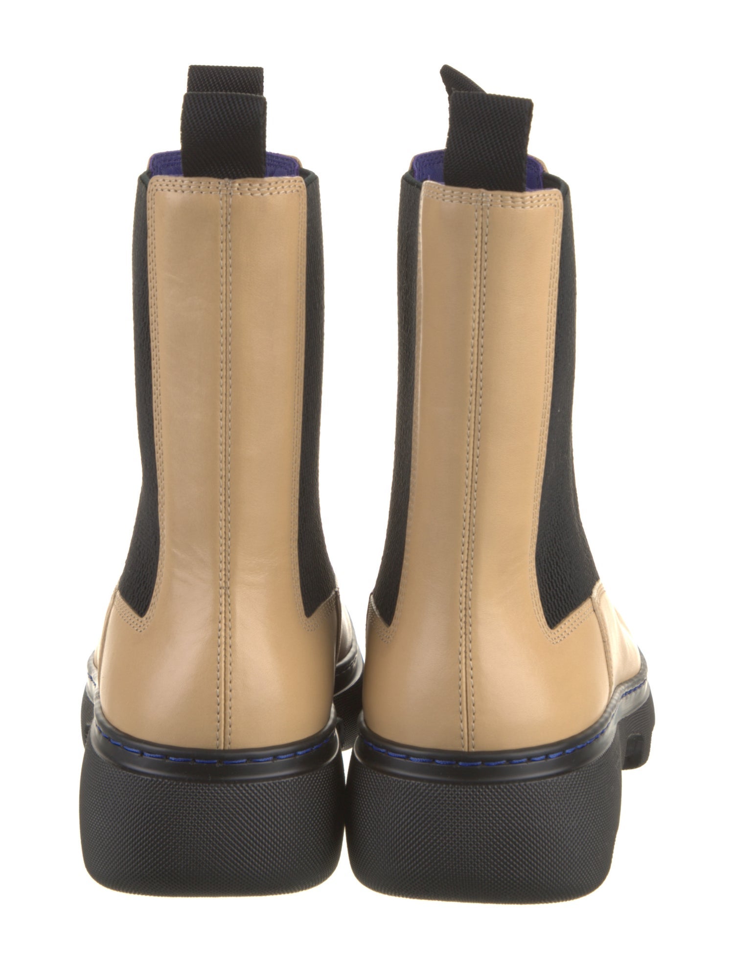 Burberry Leather Colorblock Pattern Chelsea Boots