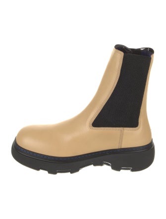 Burberry Leather Colorblock Pattern Chelsea Boots