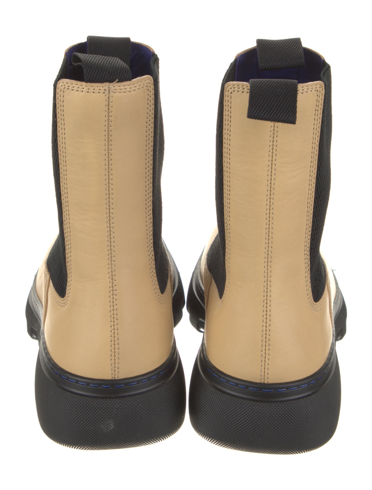 Burberry Leather Colorblock Pattern Chelsea Boots