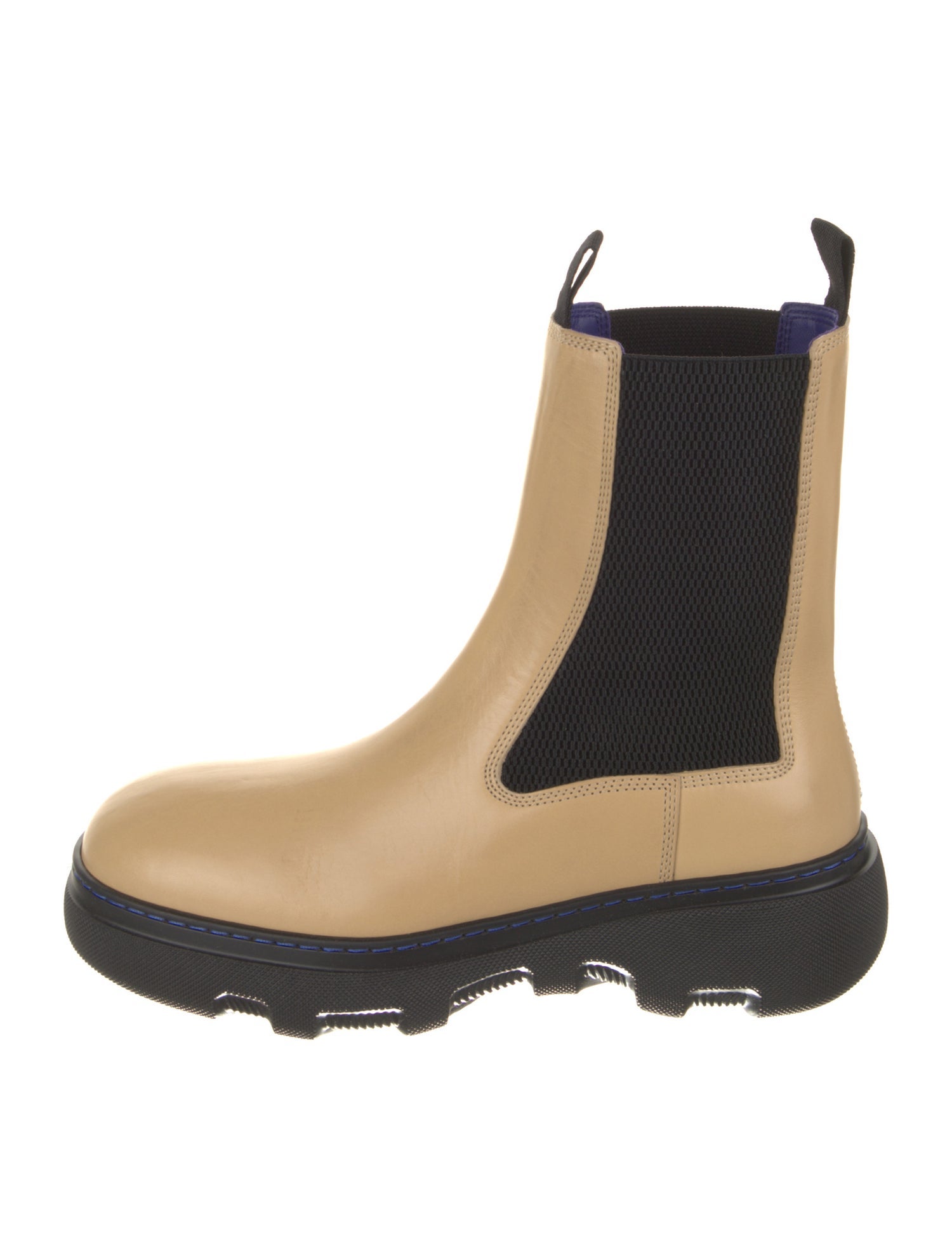 Burberry Leather Colorblock Pattern Chelsea Boots