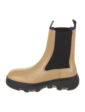 Burberry Leather Colorblock Pattern Chelsea Boots