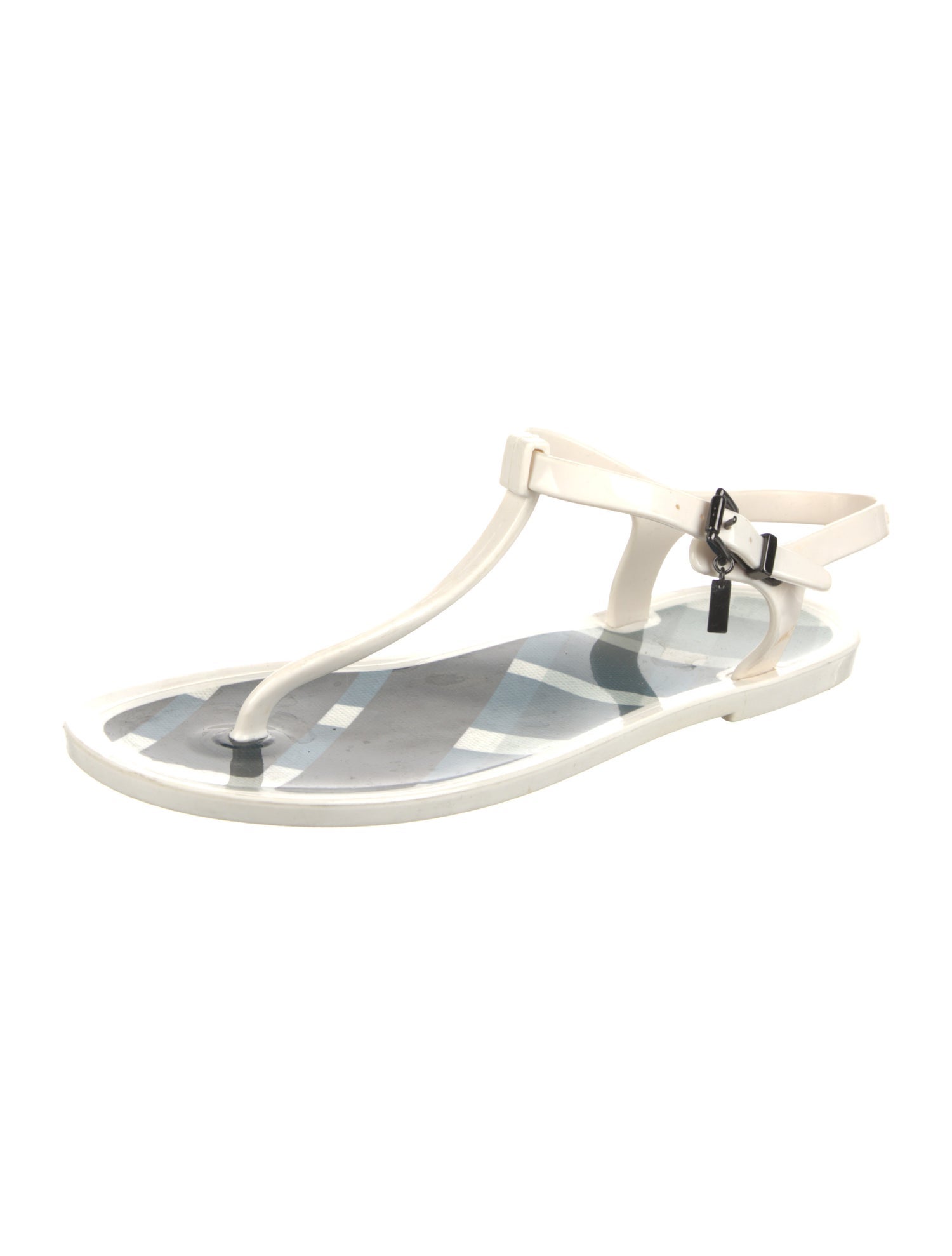 Burberry Rubber T-Strap Sandals