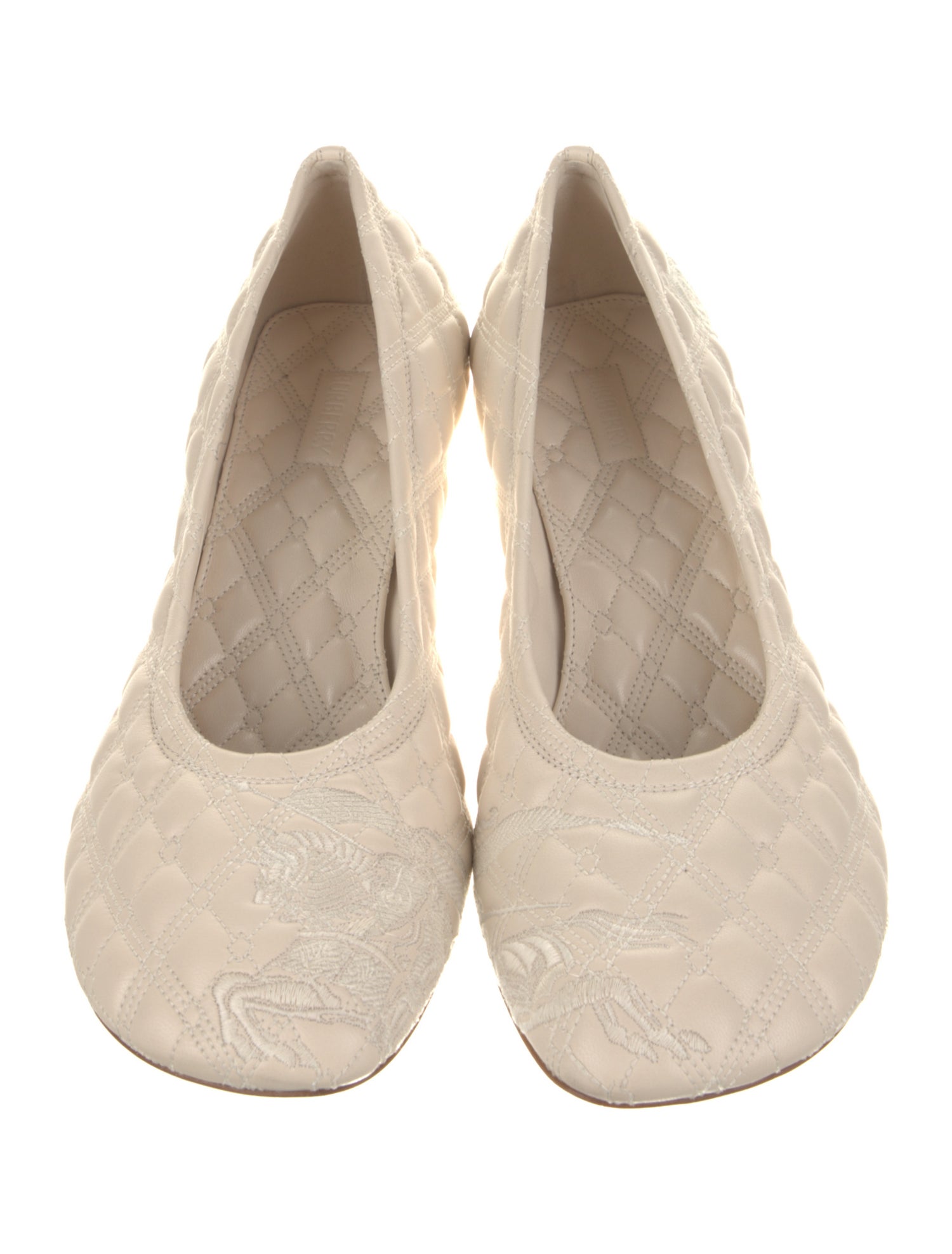 Burberry Leather Embroidered Accent Pumps