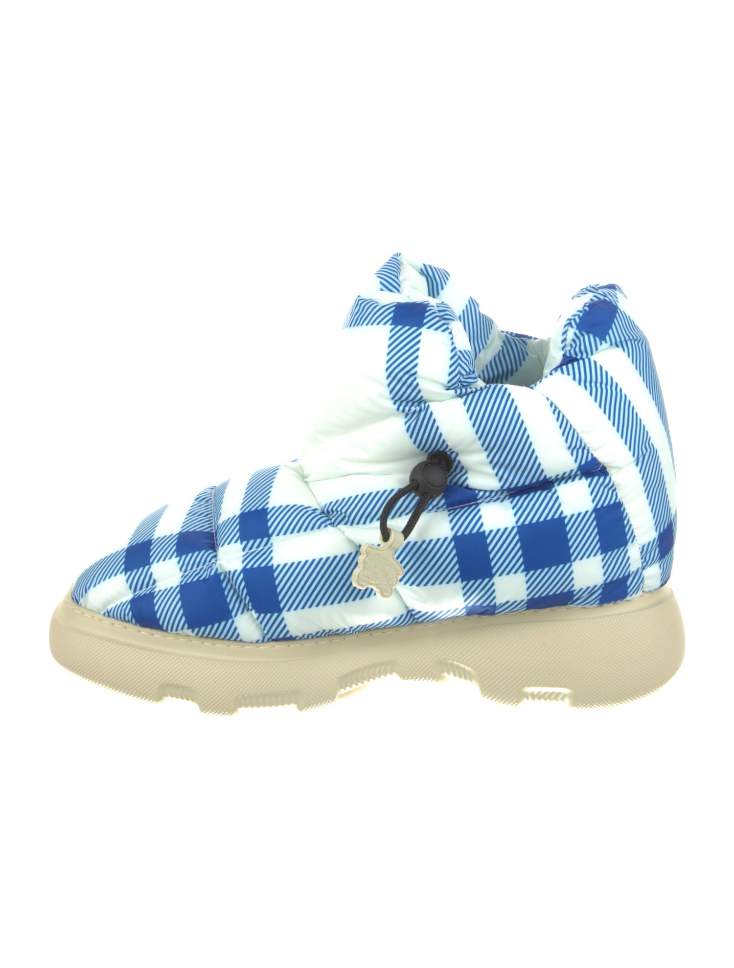 Burberry Nylon Plaid Print Boots