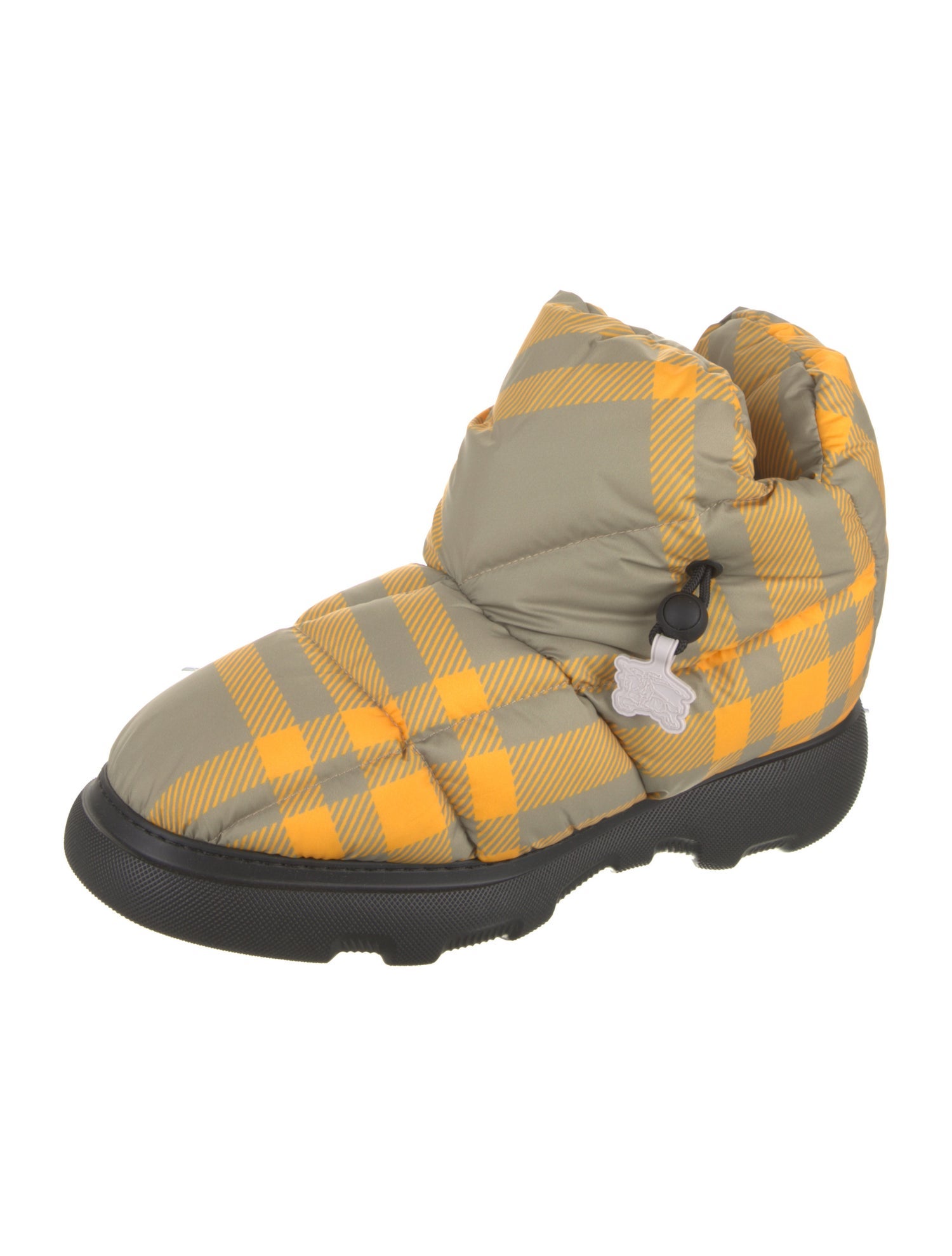 Burberry Nylon Plaid Print Boots