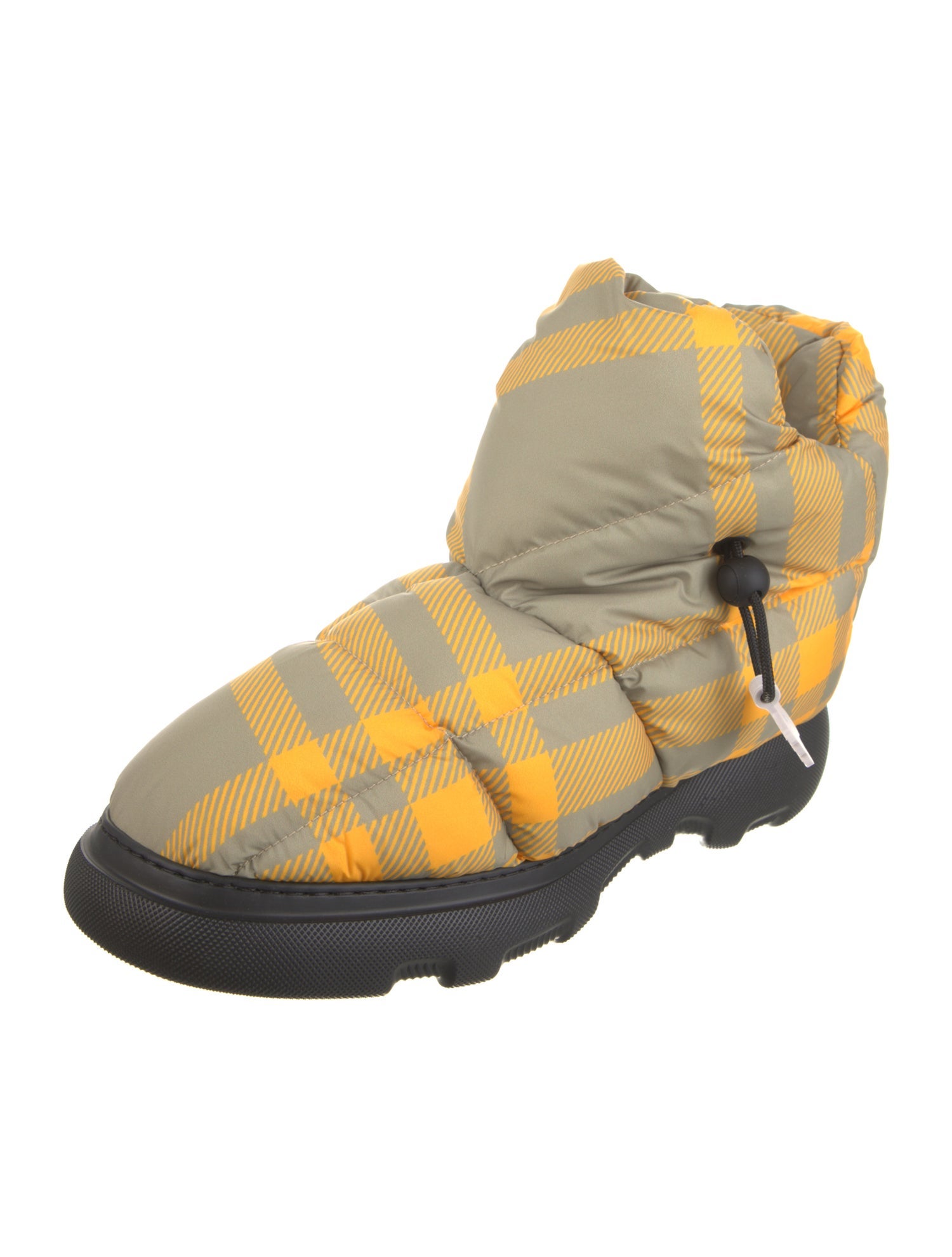 Burberry Nylon Plaid Print Boots