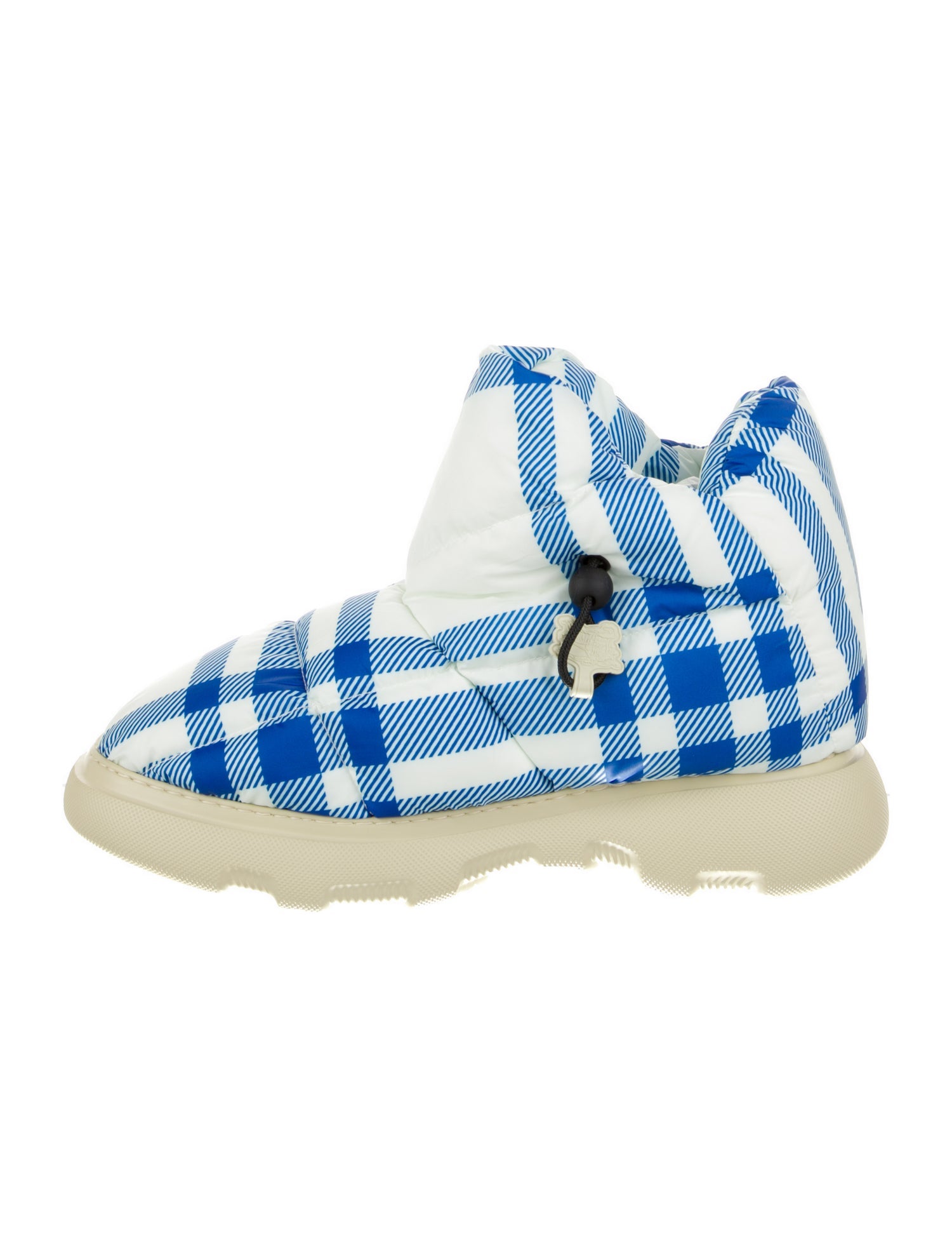 Burberry Nylon Plaid Print Boots
