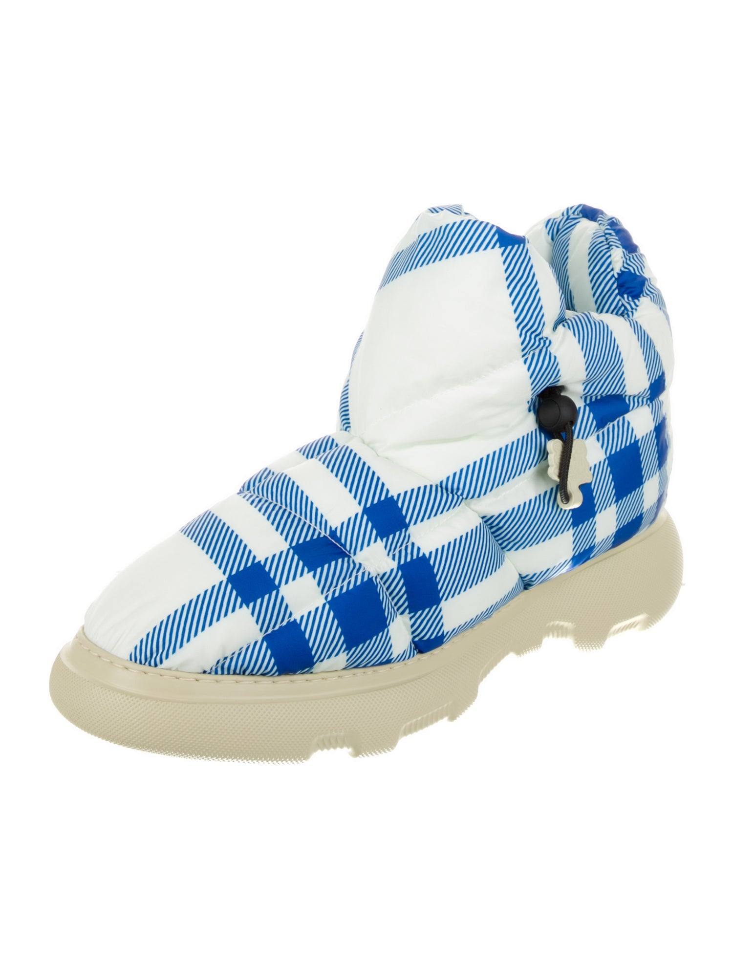 Burberry Nylon Plaid Print Boots