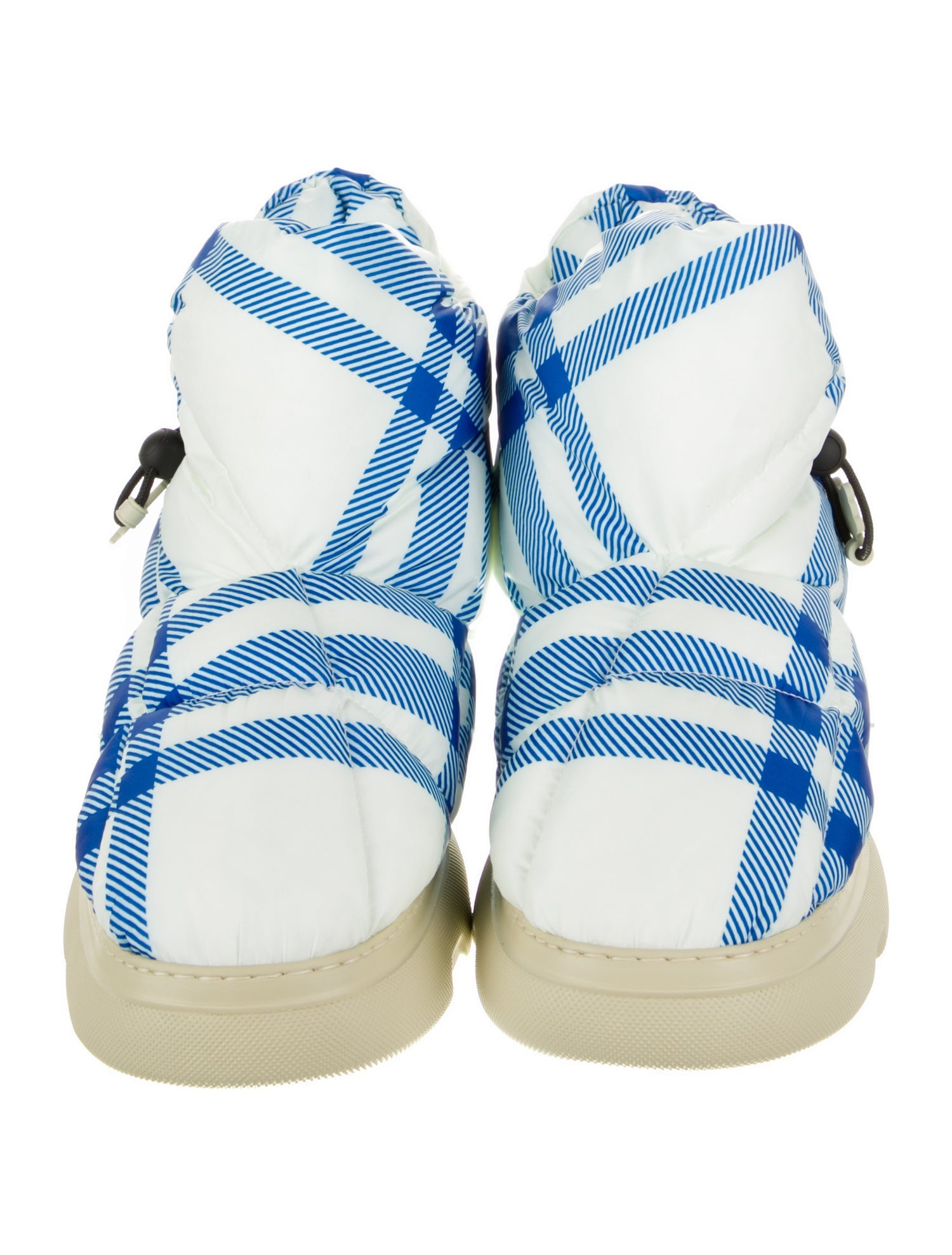 Burberry Nylon Plaid Print Boots