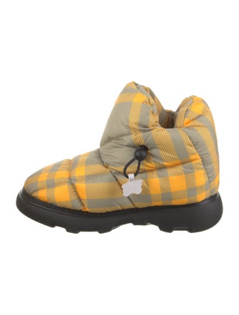 Burberry Nylon Plaid Print Boots