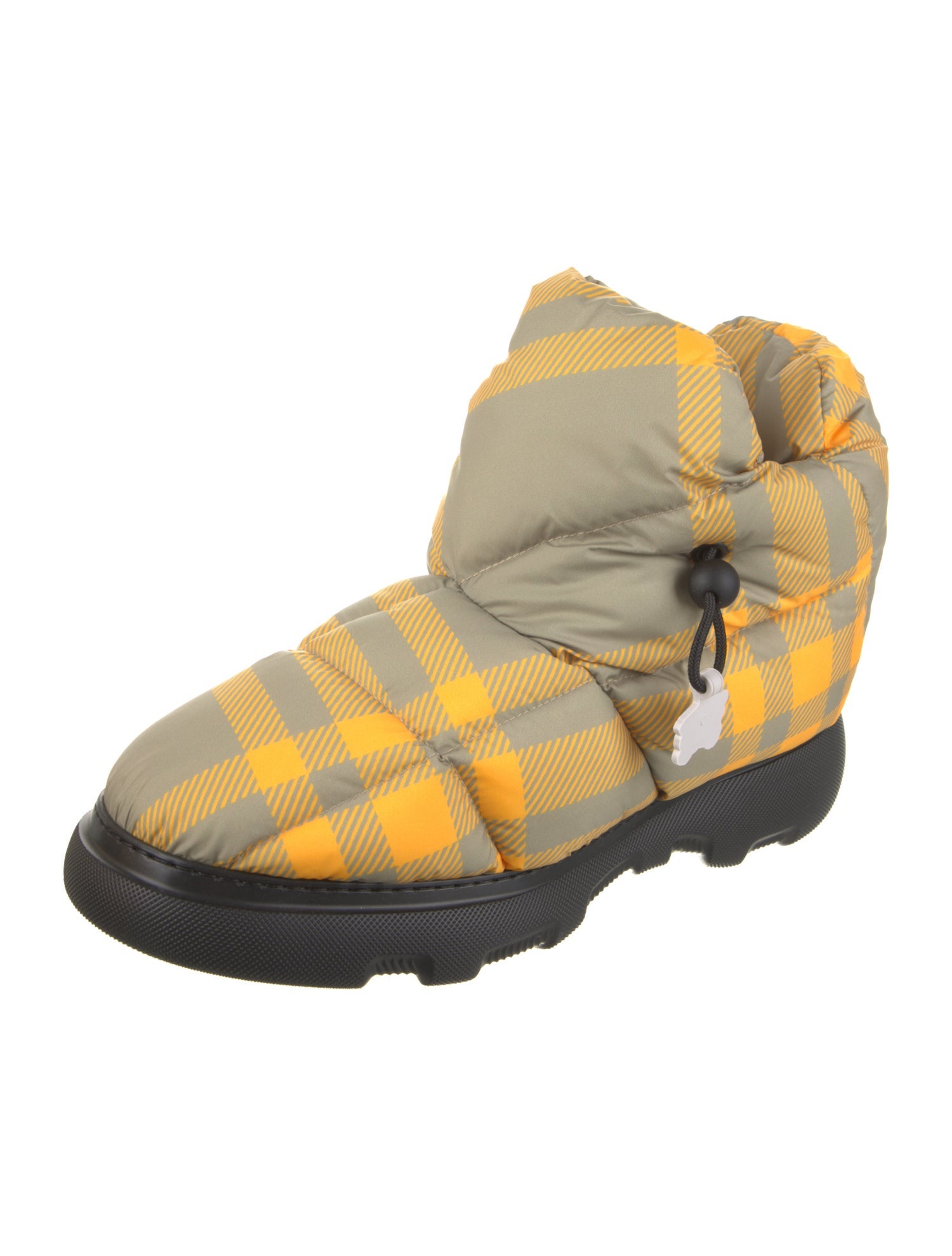 Burberry Nylon Plaid Print Boots