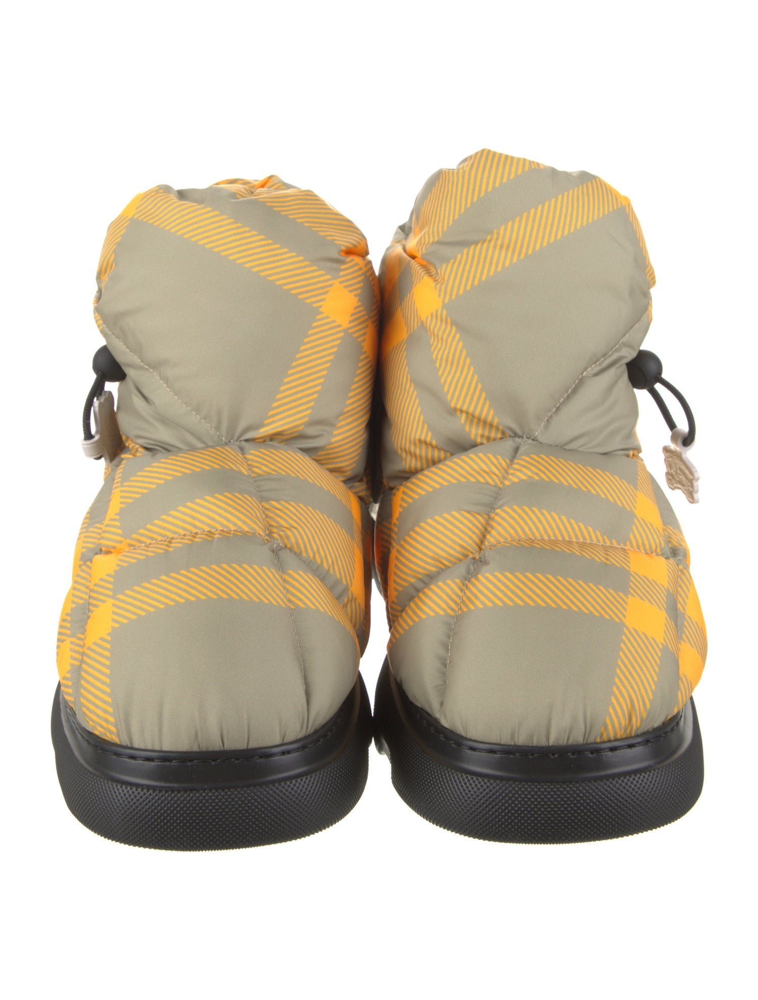 Burberry Nylon Plaid Print Boots