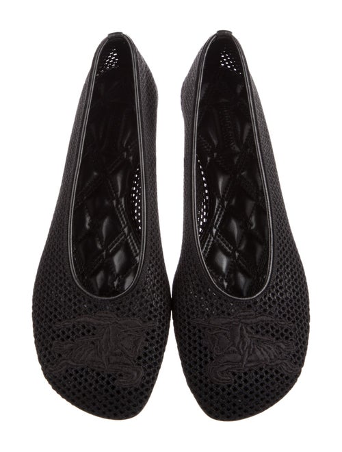 Burberry Mesh Leather Trim Embellishment Ballet Flats