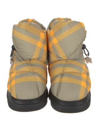 Burberry Nylon Plaid Print Boots