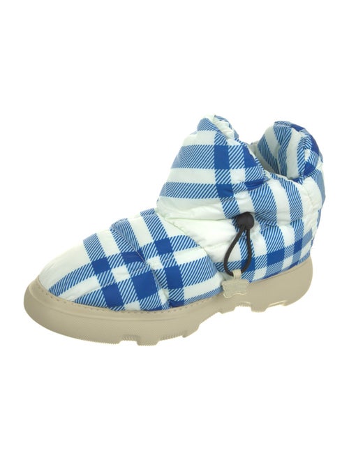 Burberry Nylon Plaid Print Boots