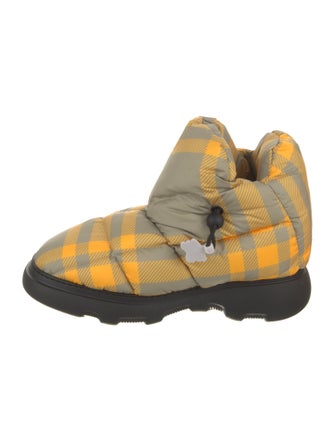 Burberry Nylon Plaid Print Boots