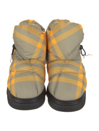 Burberry Nylon Plaid Print Boots