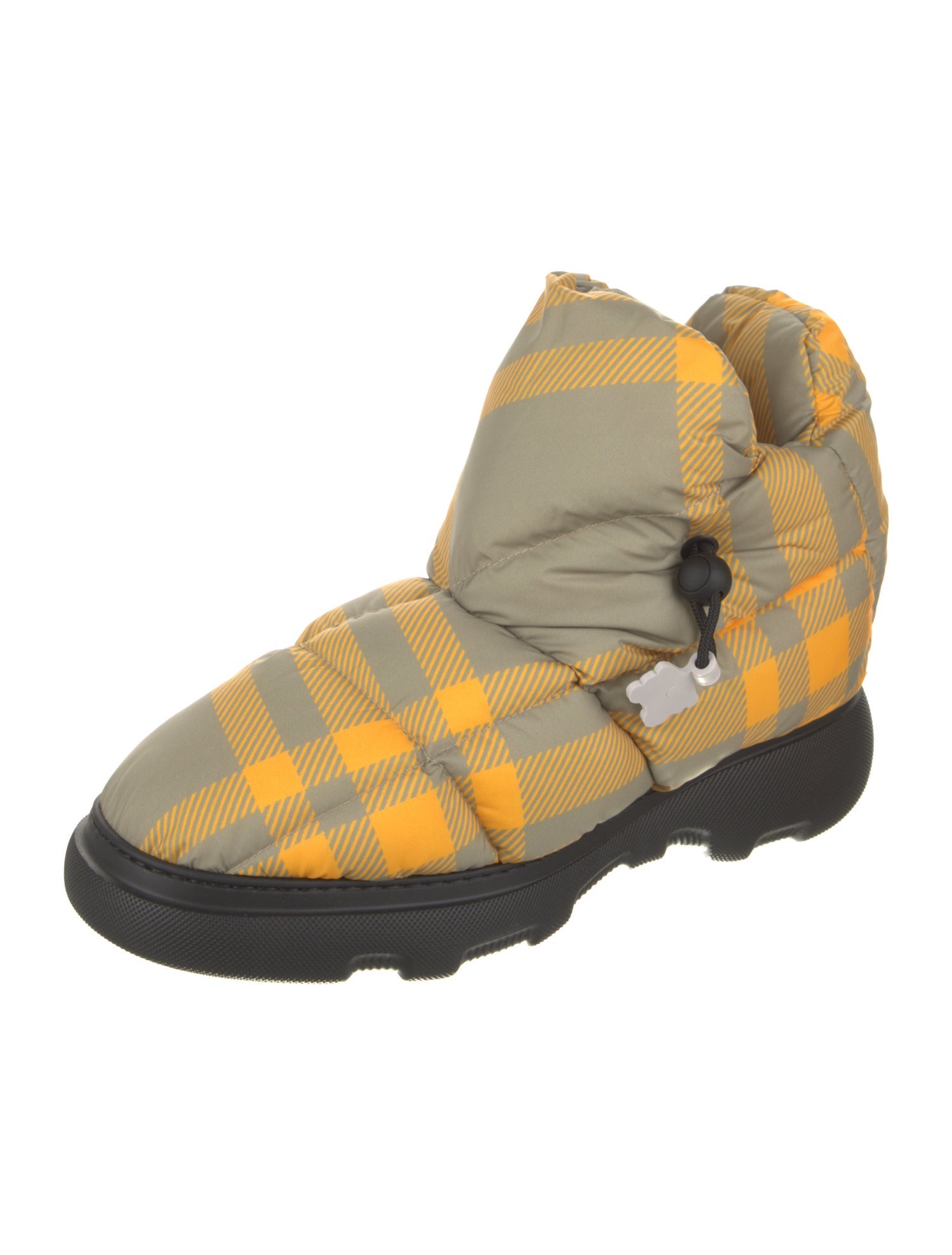 Burberry Nylon Plaid Print Boots