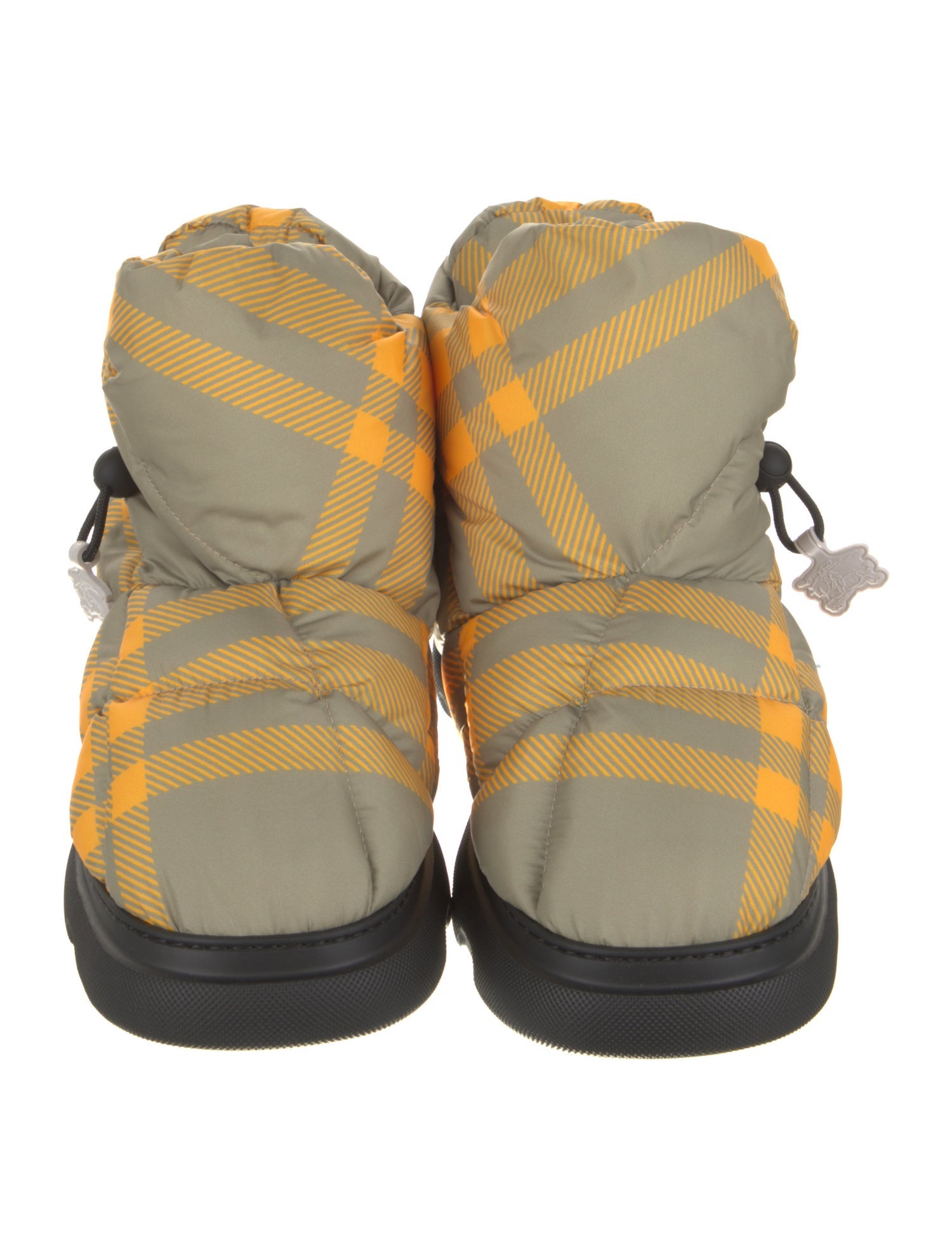 Burberry Nylon Plaid Print Boots