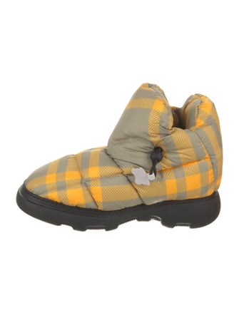 Burberry Nylon Plaid Print Boots