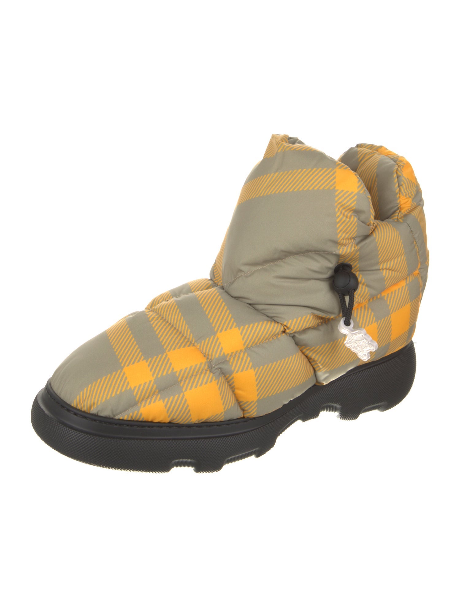 Burberry Nylon Plaid Print Boots