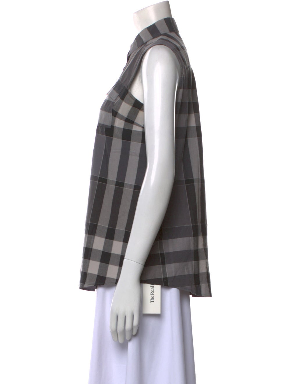Burberry Button-Up Top Grey Exploded Check Patter… - image 2