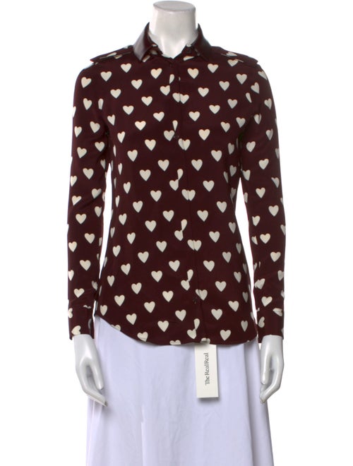 Burberry Prorsum Silk Printed Button-Up Top