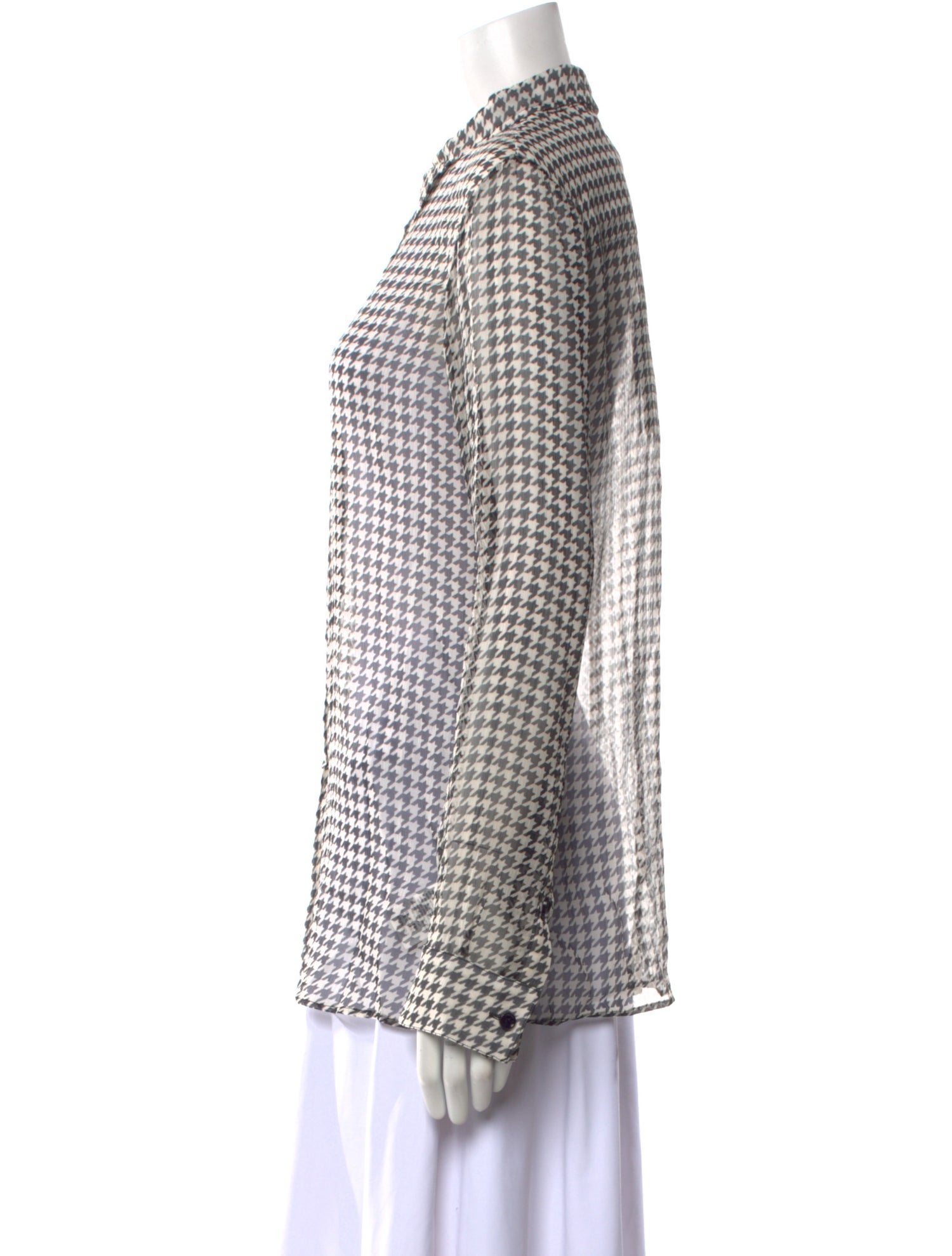 Burberry Silk Plaid Print Button-Up Top