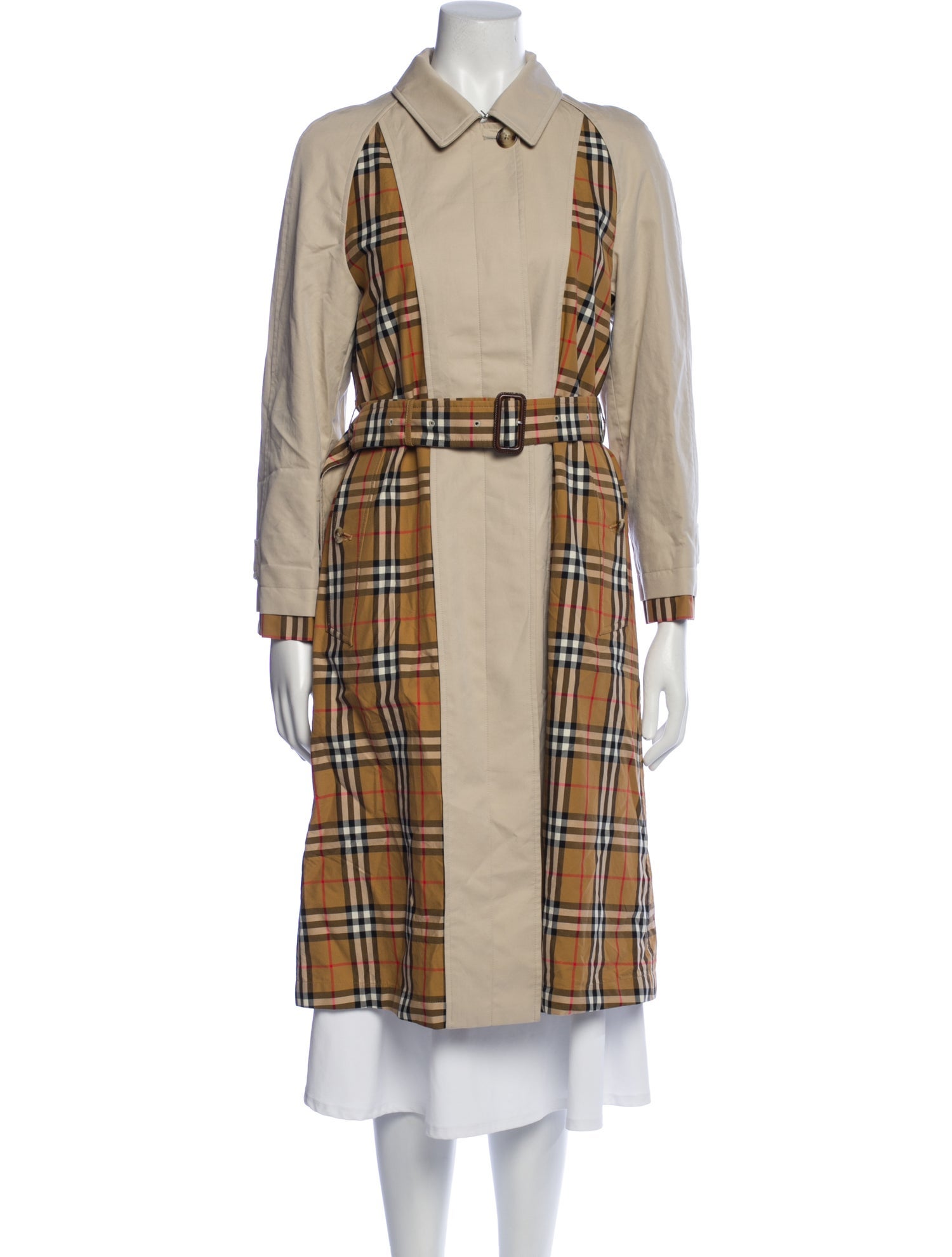 Burberry Plaid Print Trench Coat