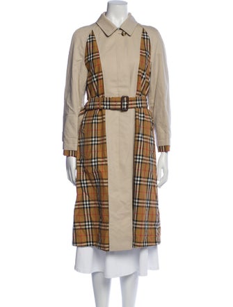 Burberry Plaid Print Trench Coat
