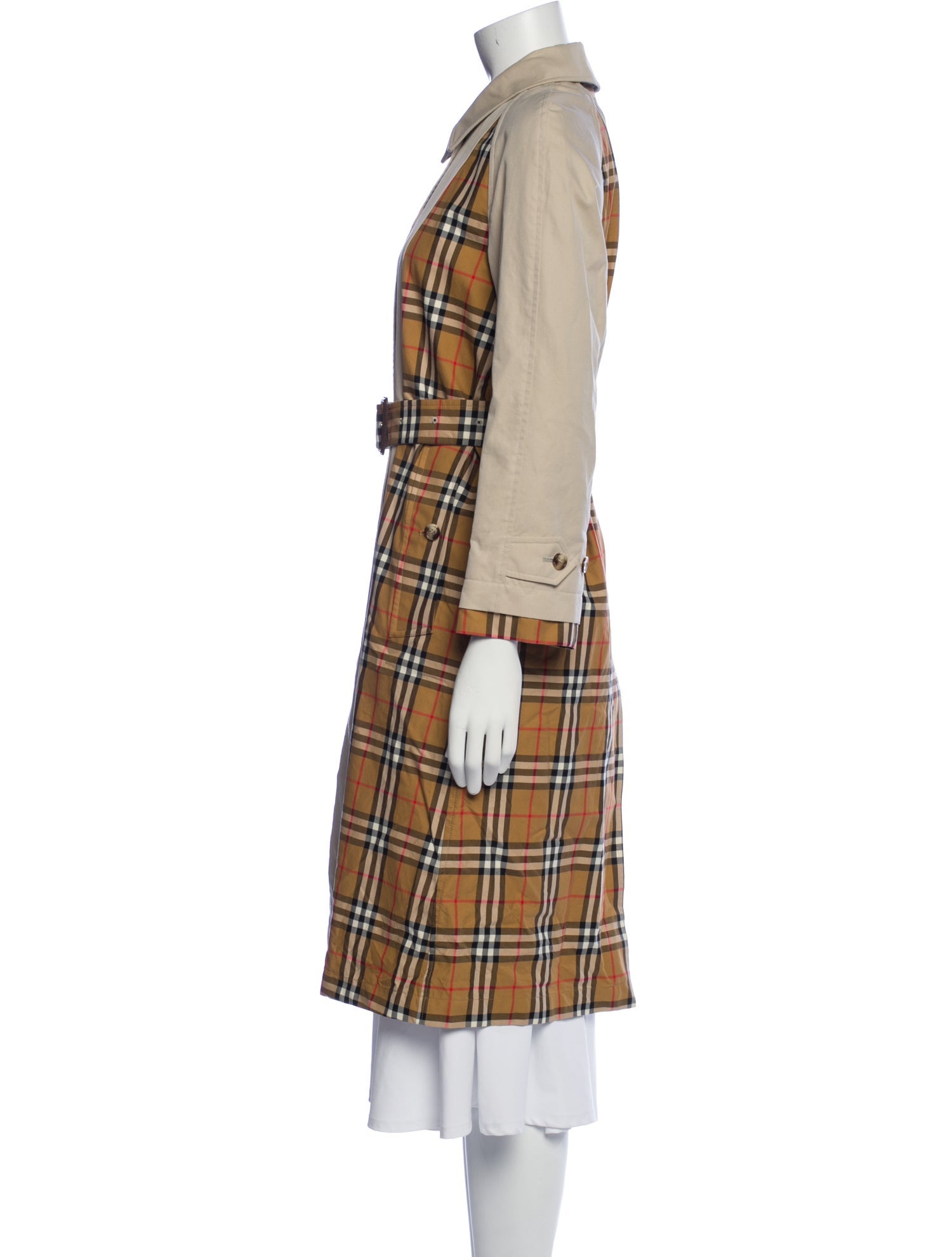 Burberry Plaid Print Trench Coat