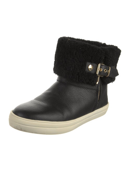 Burberry Leather Fur Trim Boots