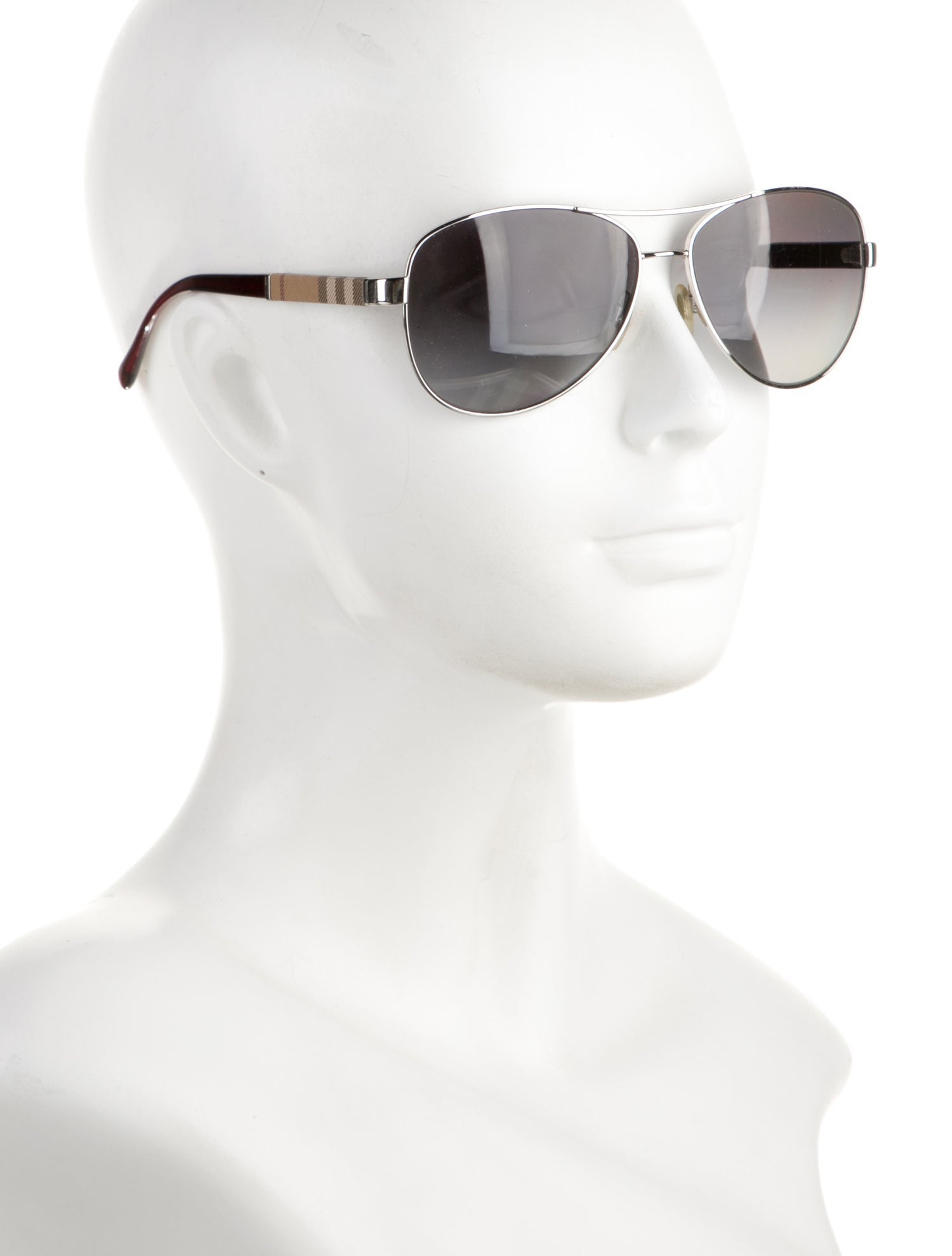 Burberry Nova Check Pattern Aviator Sunglasses
